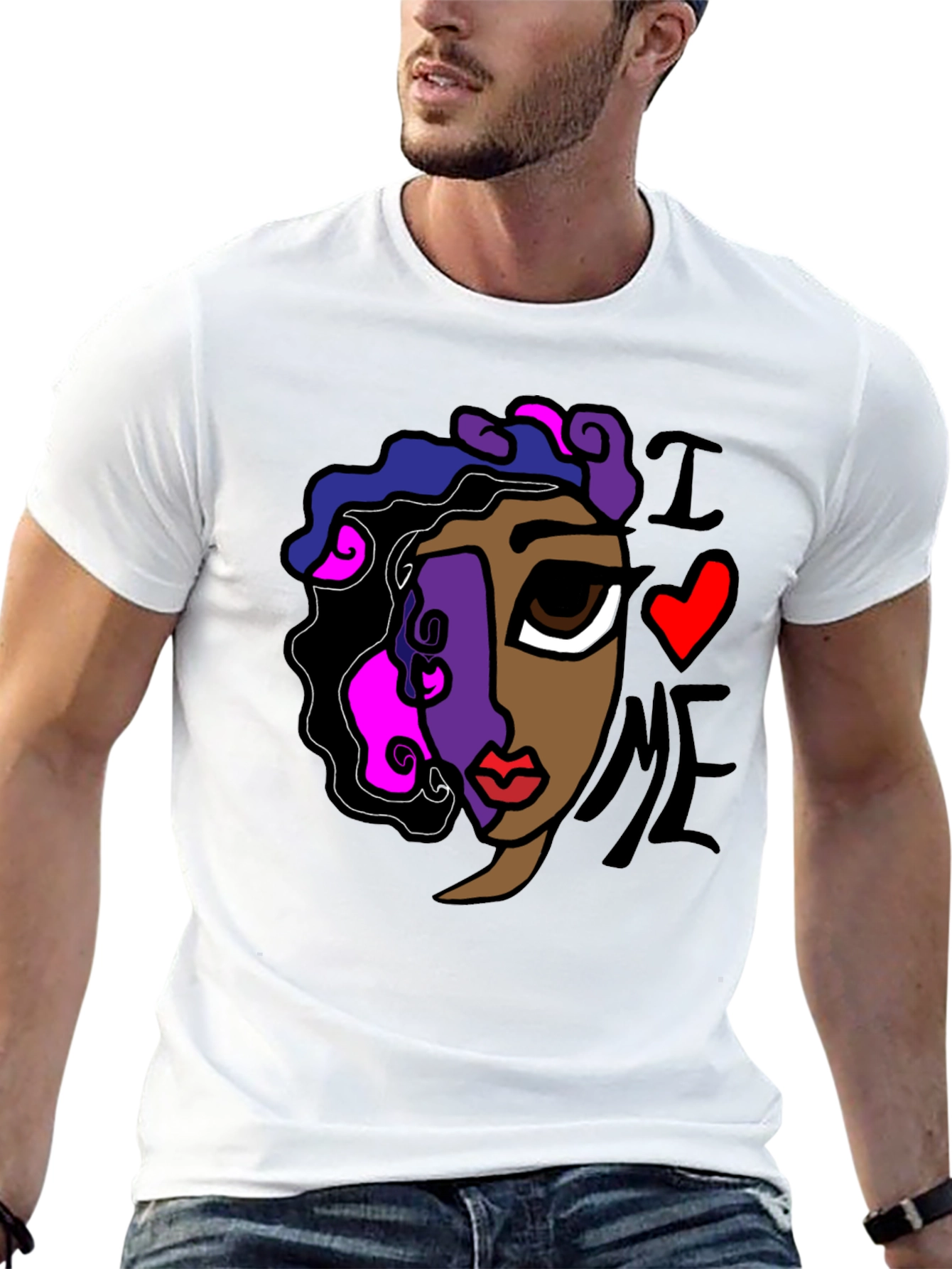 Black Abstract "I Love Me" Graphic Tee view 13