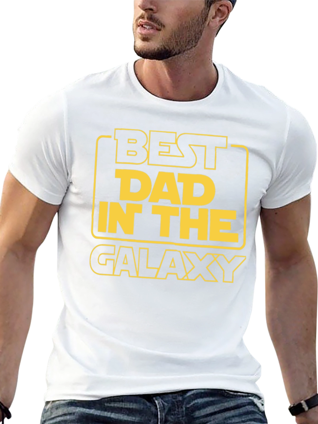 Black Best Dad in the Galaxy Black Graphic T-Shirt view 13