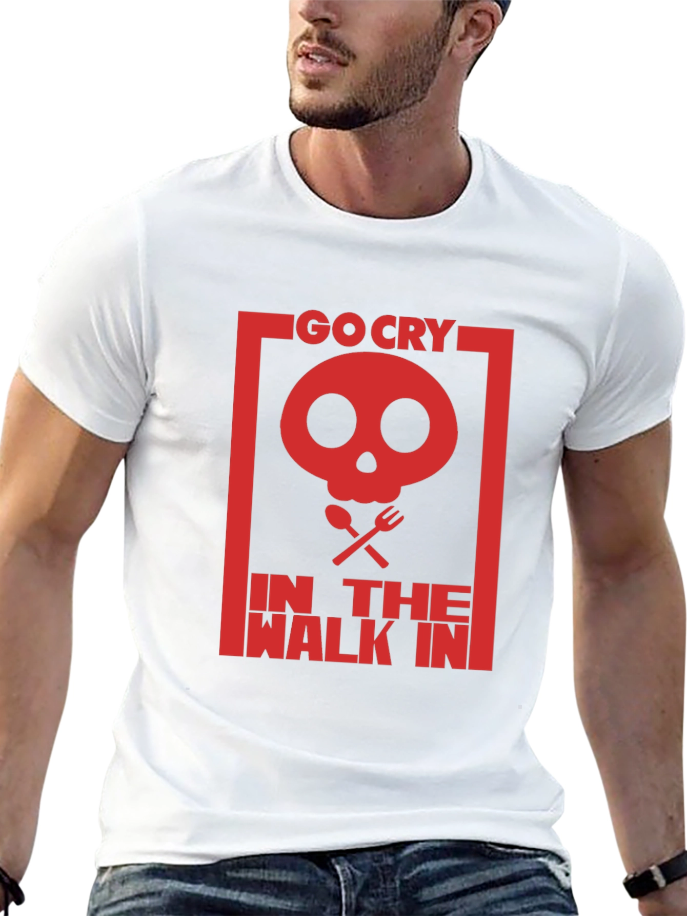 Black Go Cry In The Walk In T-Shirt - Funny Skull Graphic Tee view 13
