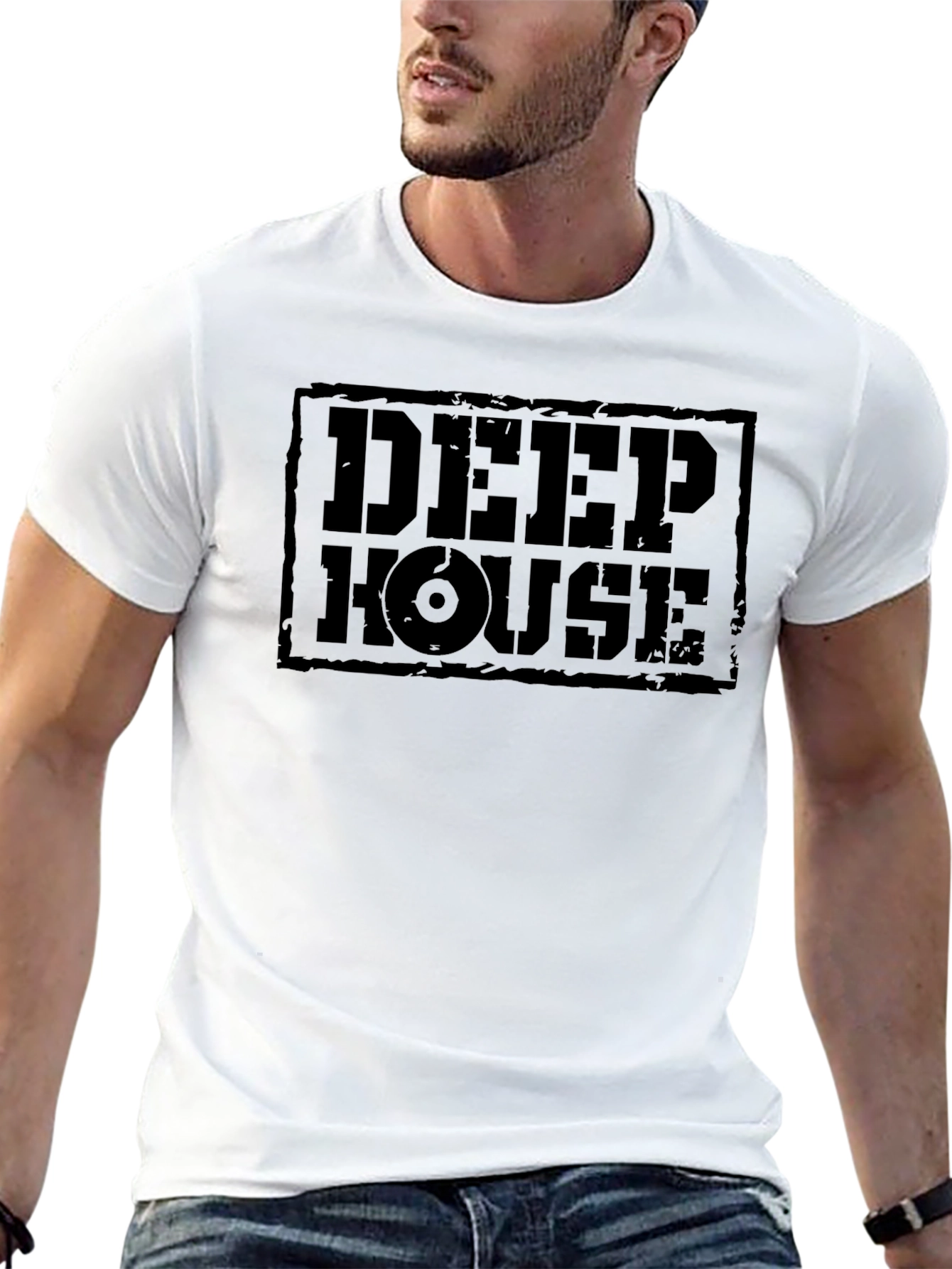 Black Deep House Music T-Shirt - Black Graphic Tee view 13