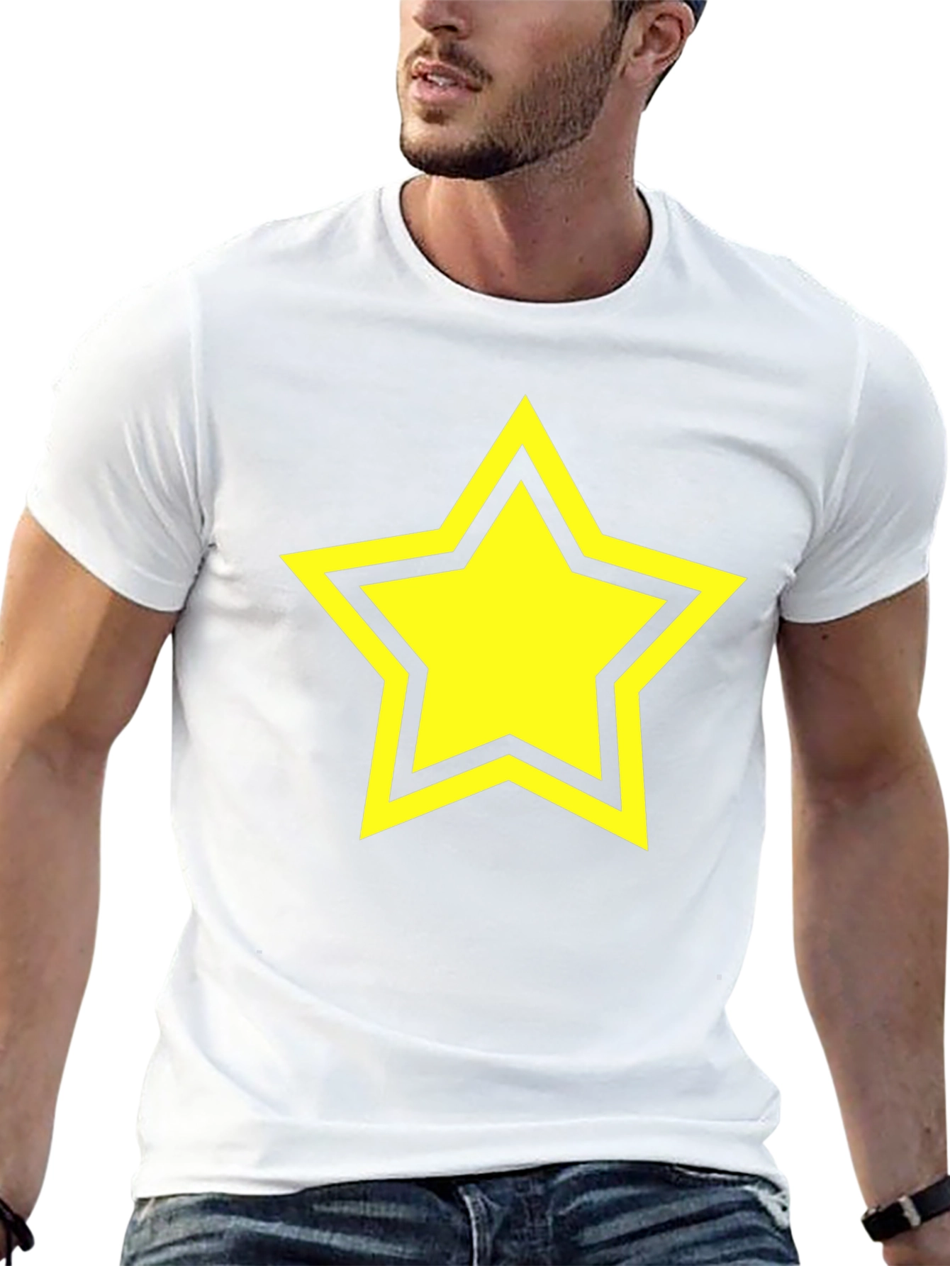 Black Black T-Shirt with Yellow Star Graphic view 13