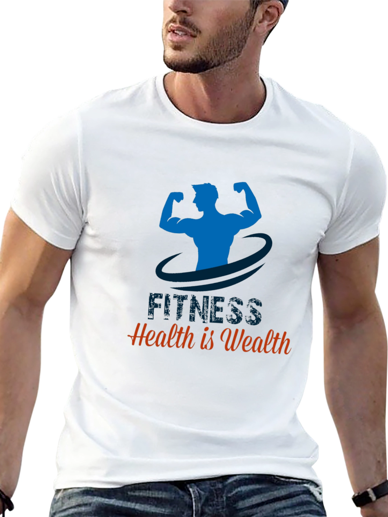 Black Fitness Graphic Tee - Health is Wealth view 13