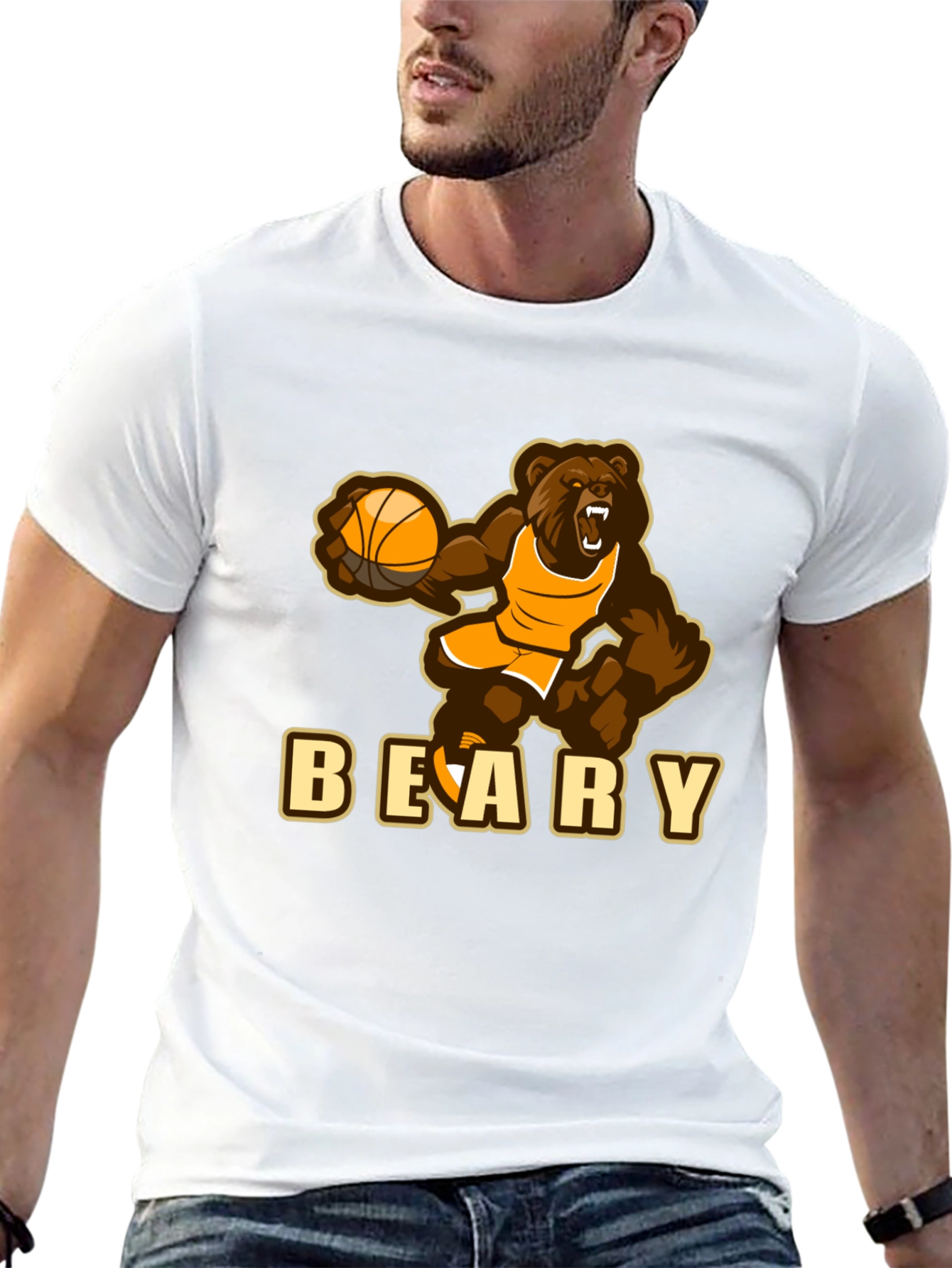 Black Beary Basketball T-Shirt - Funny Sports Tee view 13