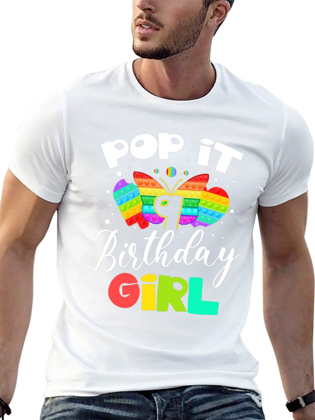 Black Pop It Birthday Girl T-Shirt view 13