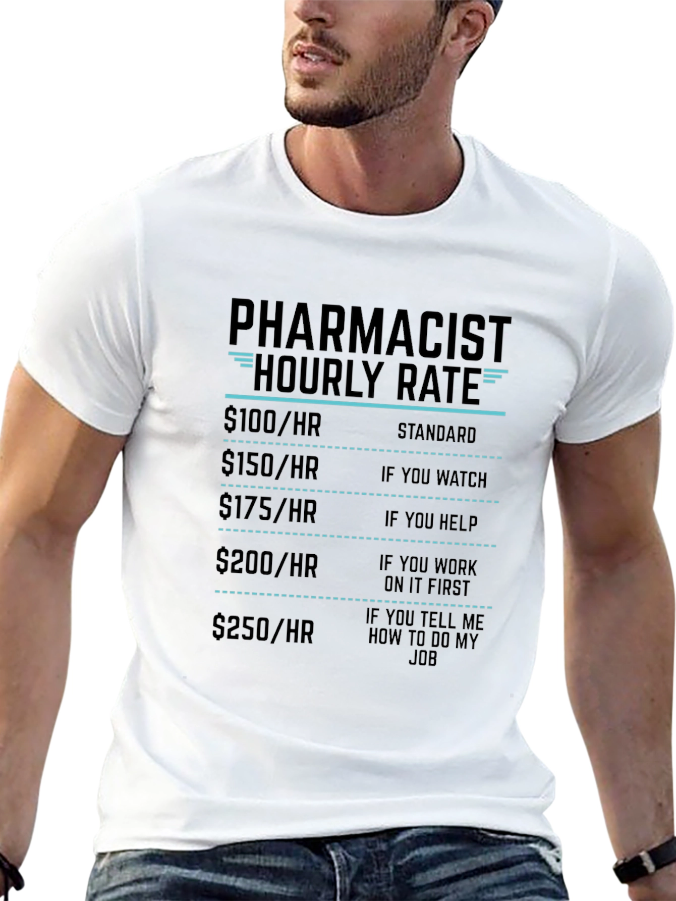 Black Pharmacist Hourly Rate Black T-Shirt view 13