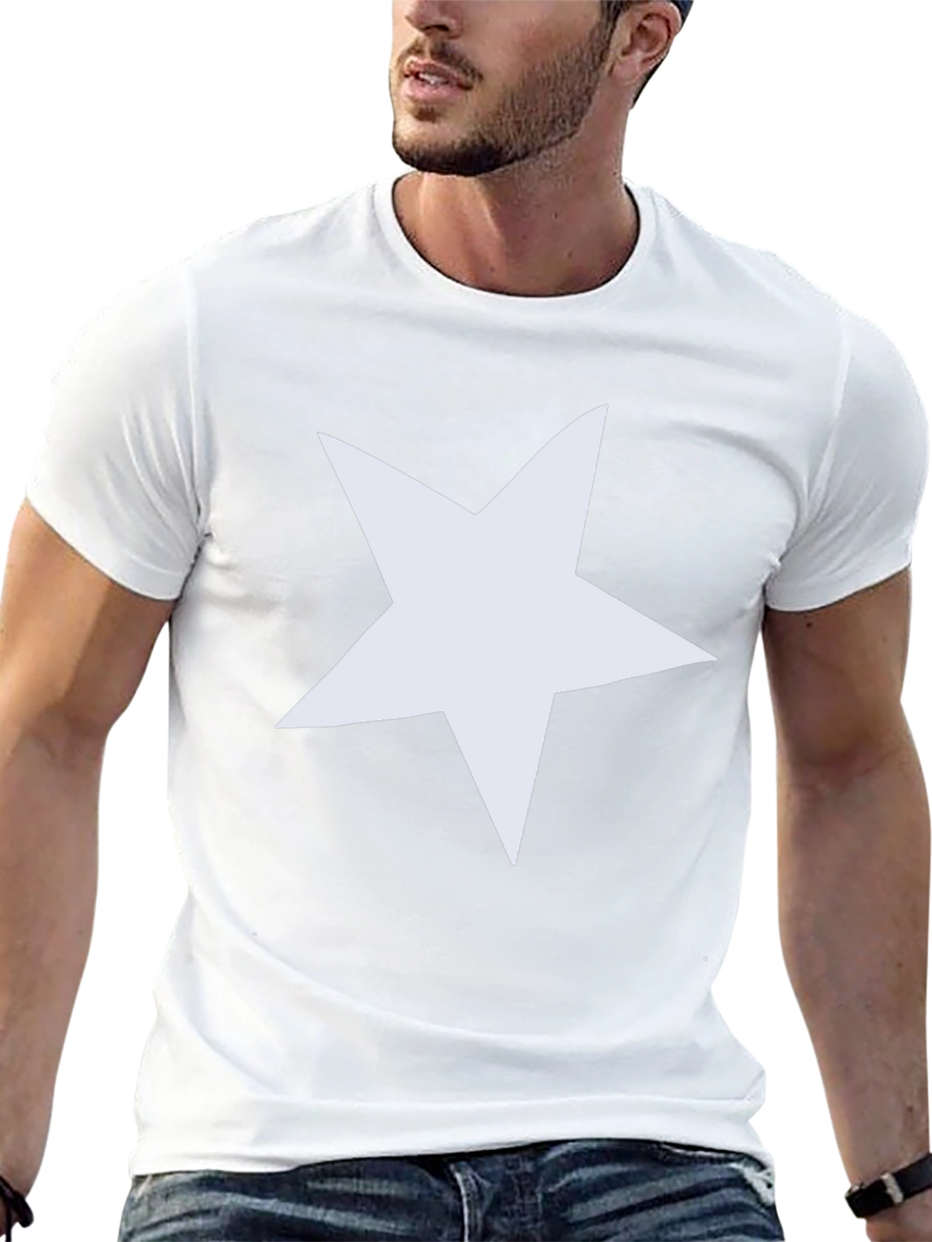 Black Bold Star Graphic Tee - Black Cotton Casual view 13