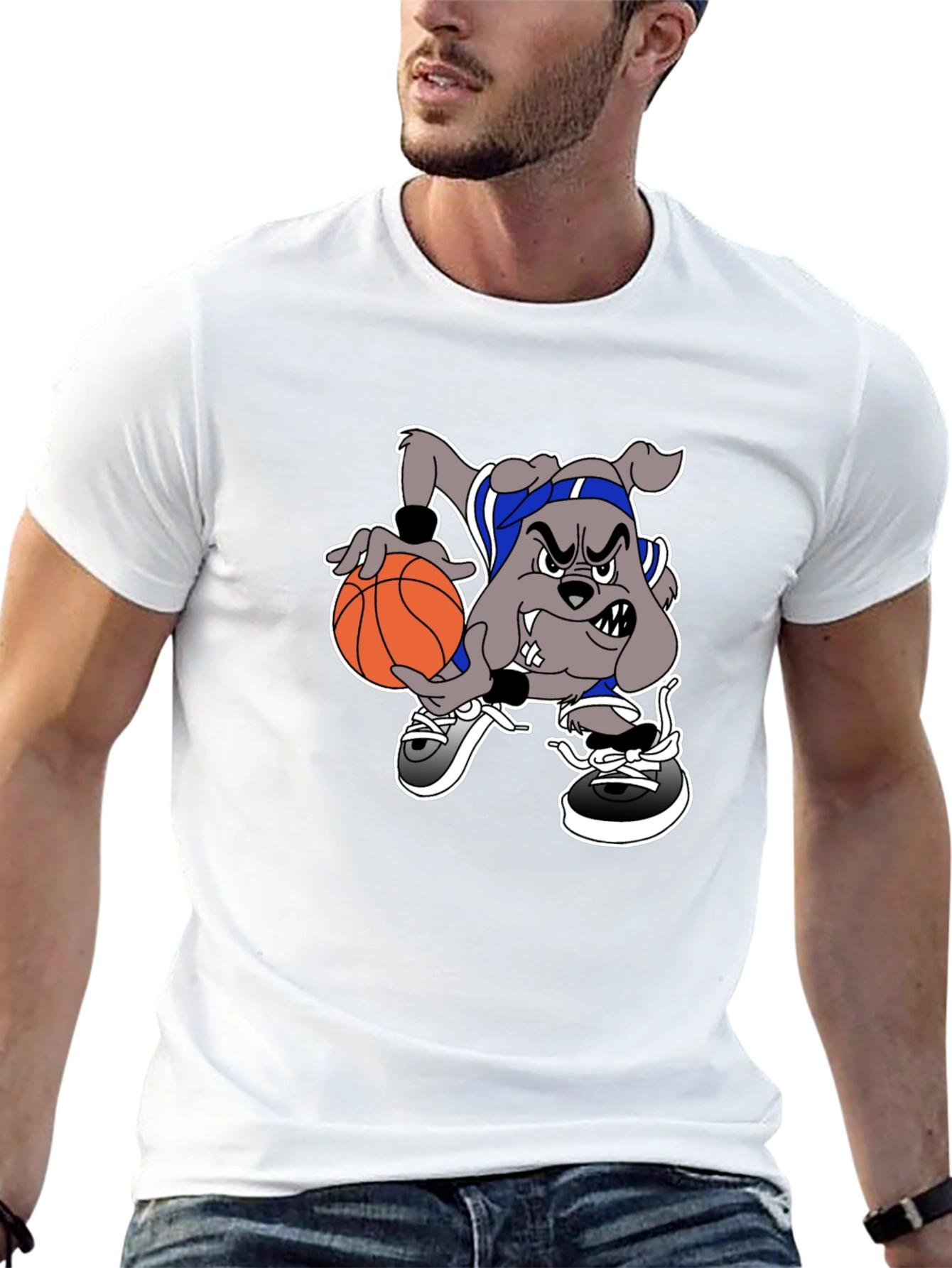 Black Basketball Bulldog Black T-Shirt view 13
