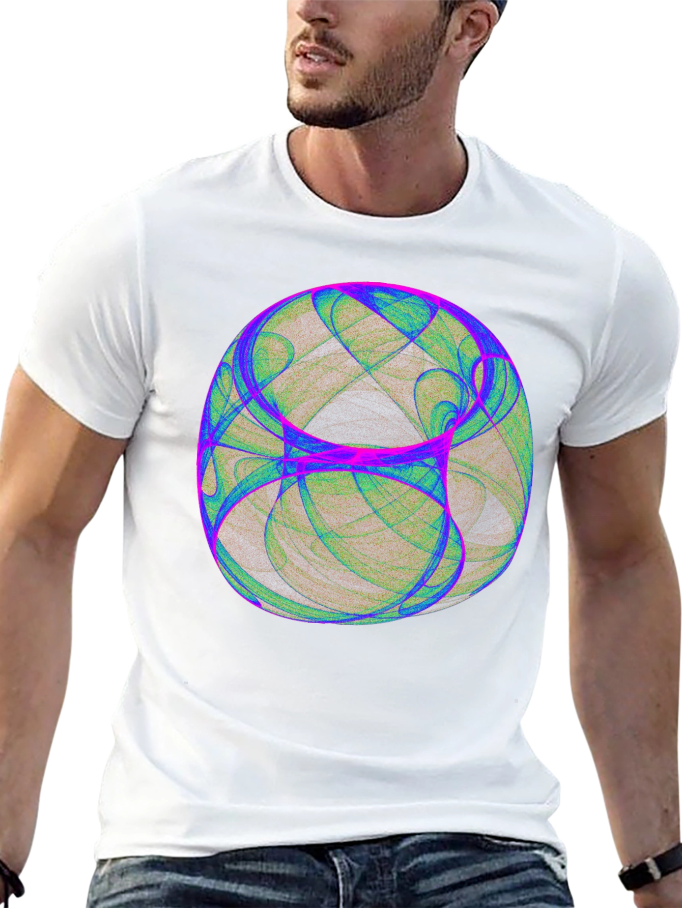 Black Abstract Orb Graphic Tee - Black Cotton Blend T-Shirt view 13