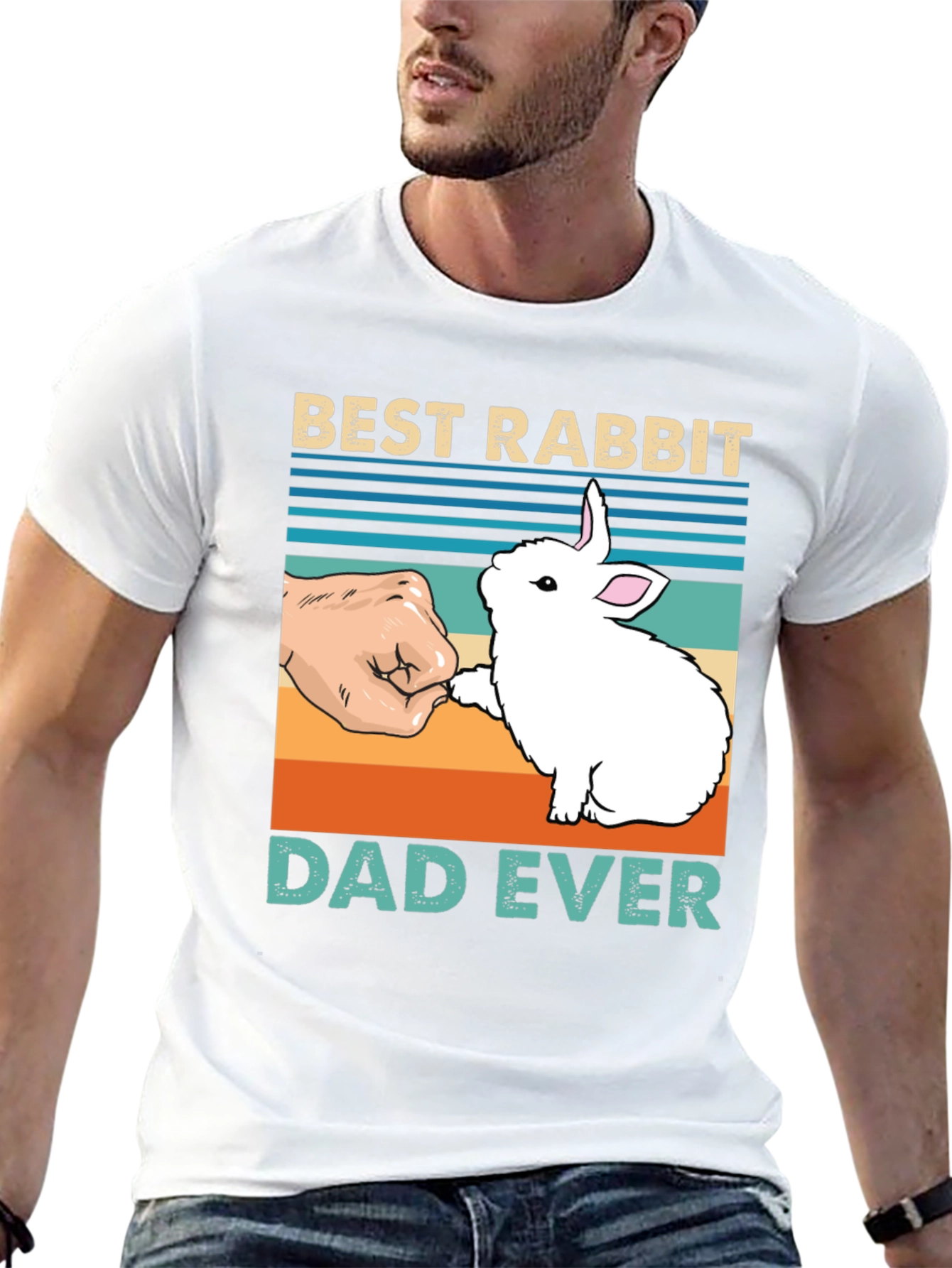 Black Best Rabbit Dad Ever T-Shirt view 13