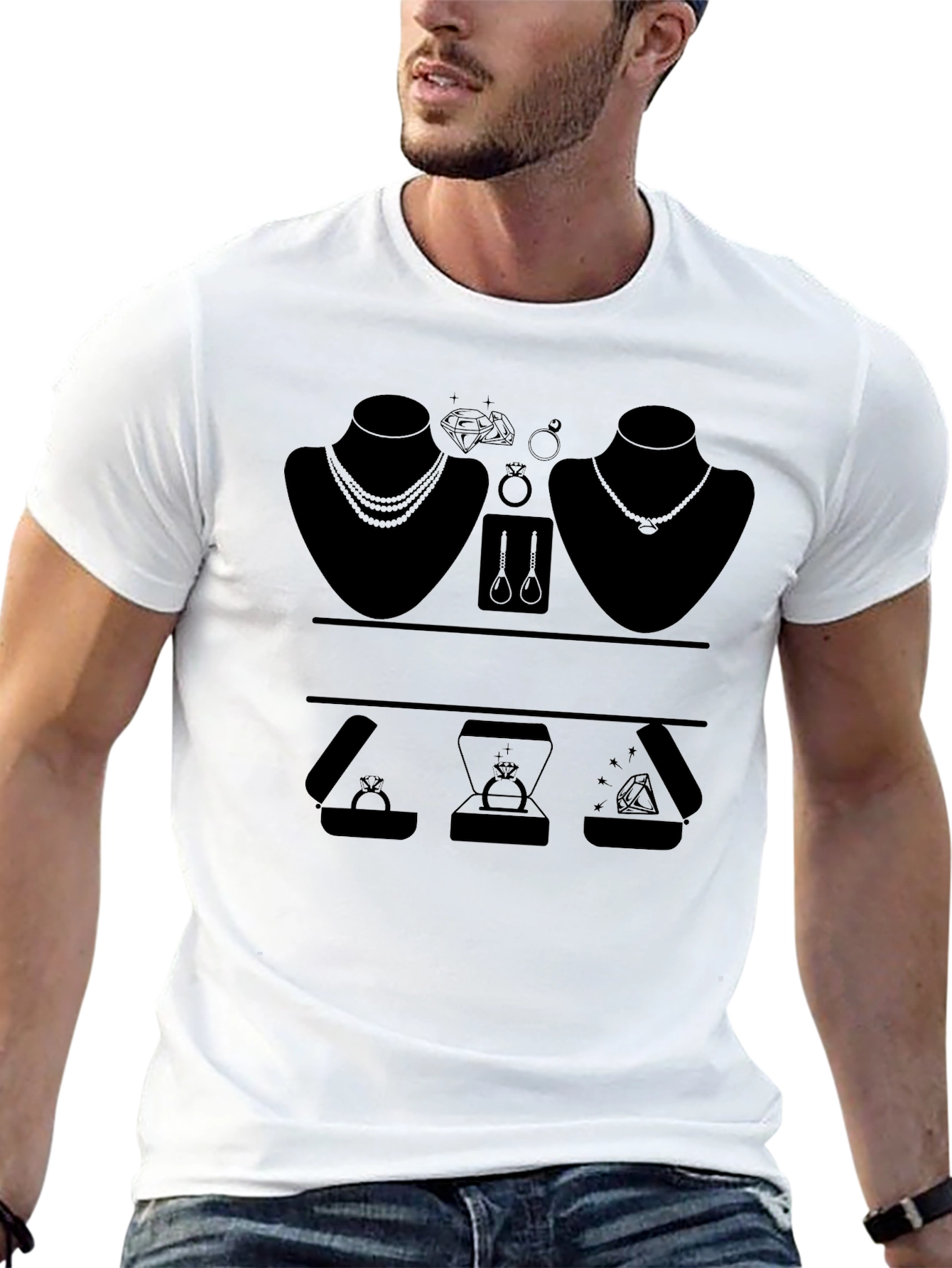 Black Jewelry T-Shirt - Black Unisex Tee view 13