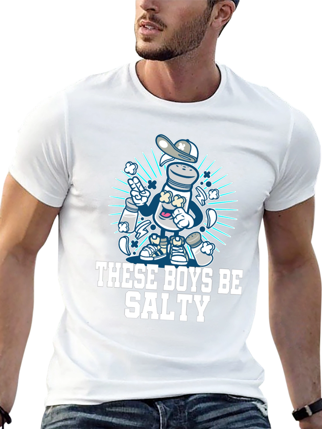 Black Salty Graphic Tee - These Boys Be Salty Funny T-Shirt view 13