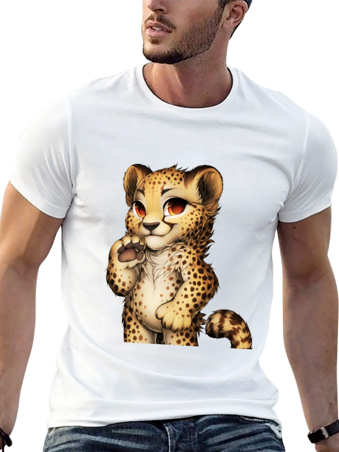 Black Cute Cheetah Graphic Tee - Black view 13