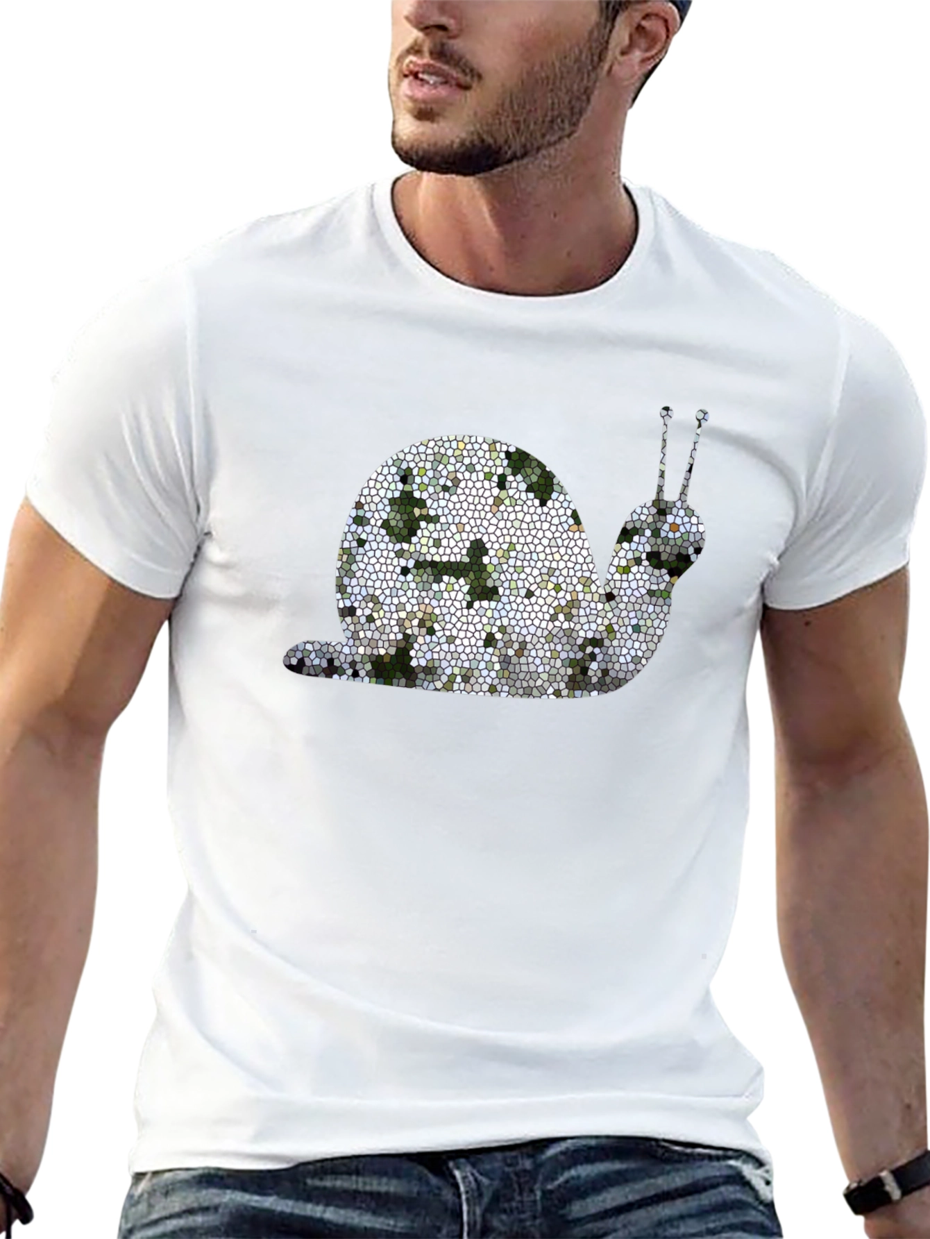Black Mosaic Snail Graphic Tee - Unique Design view 13