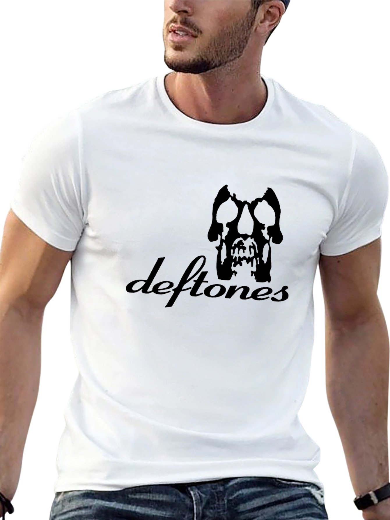 Black Deftones Band Skull Logo Black T-Shirt view 13