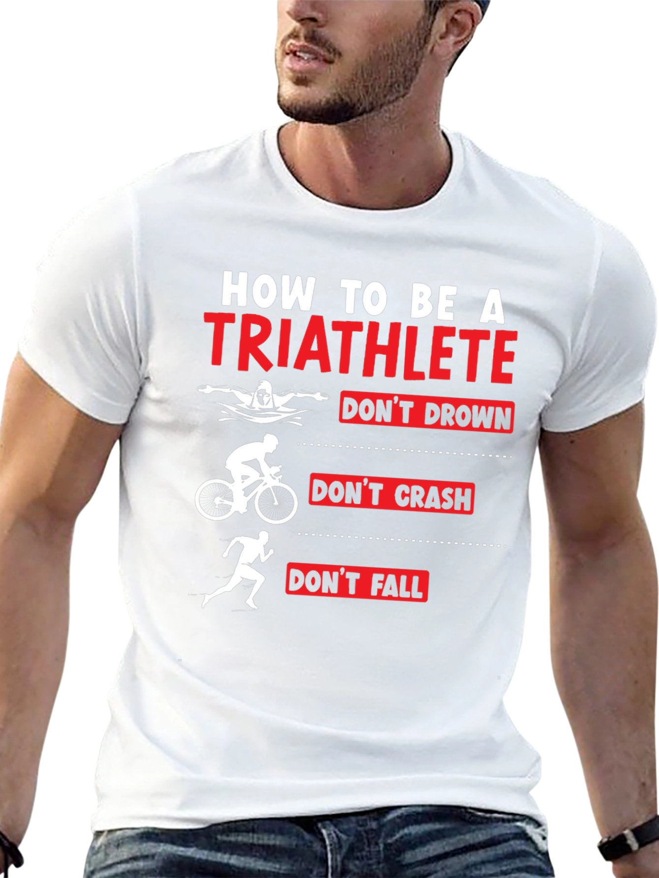 Black Triathlete T-Shirt - Swim Bike Run Funny Tee view 13