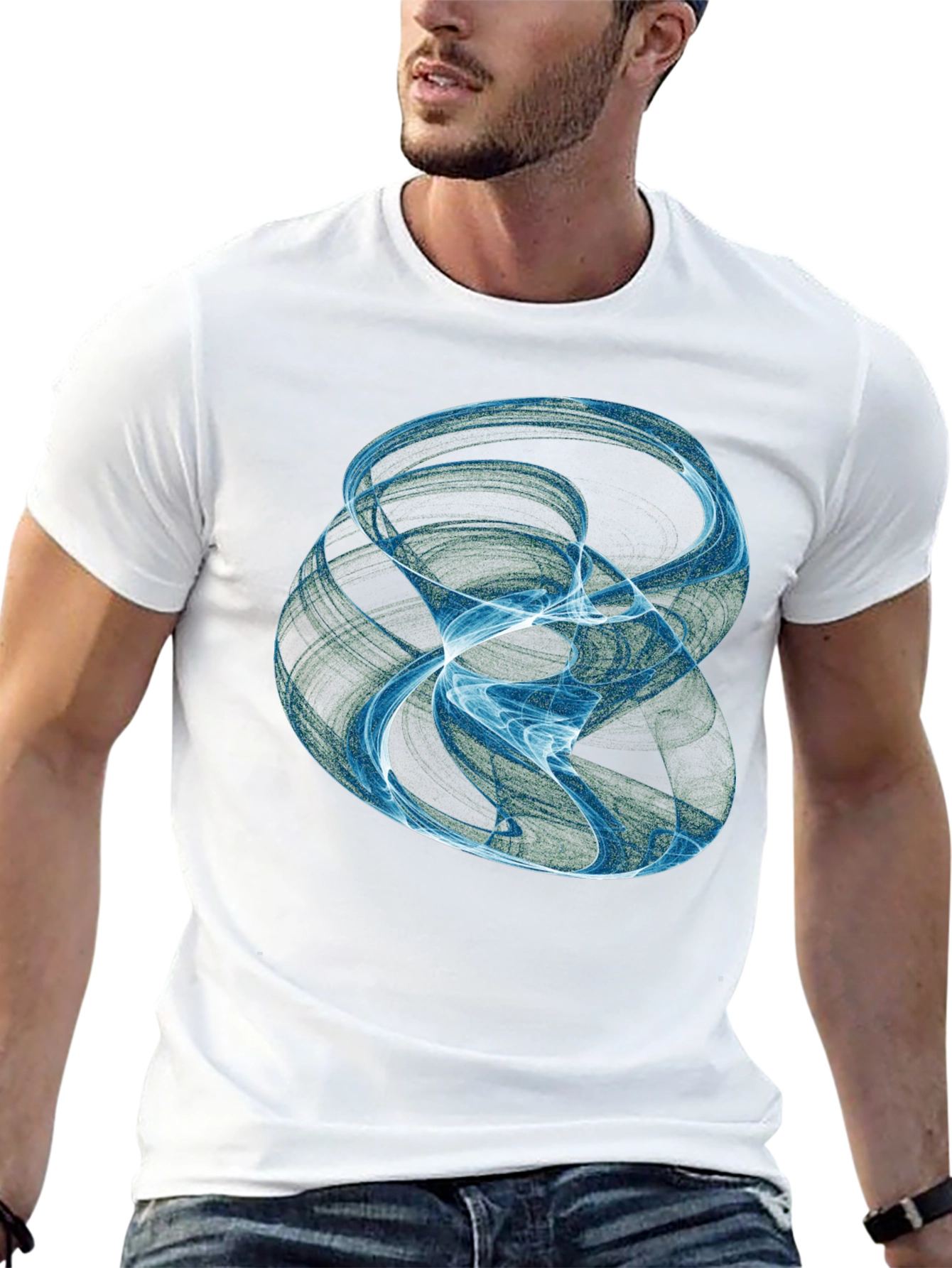 Black Abstract Swirl Graphic Black T-Shirt view 13