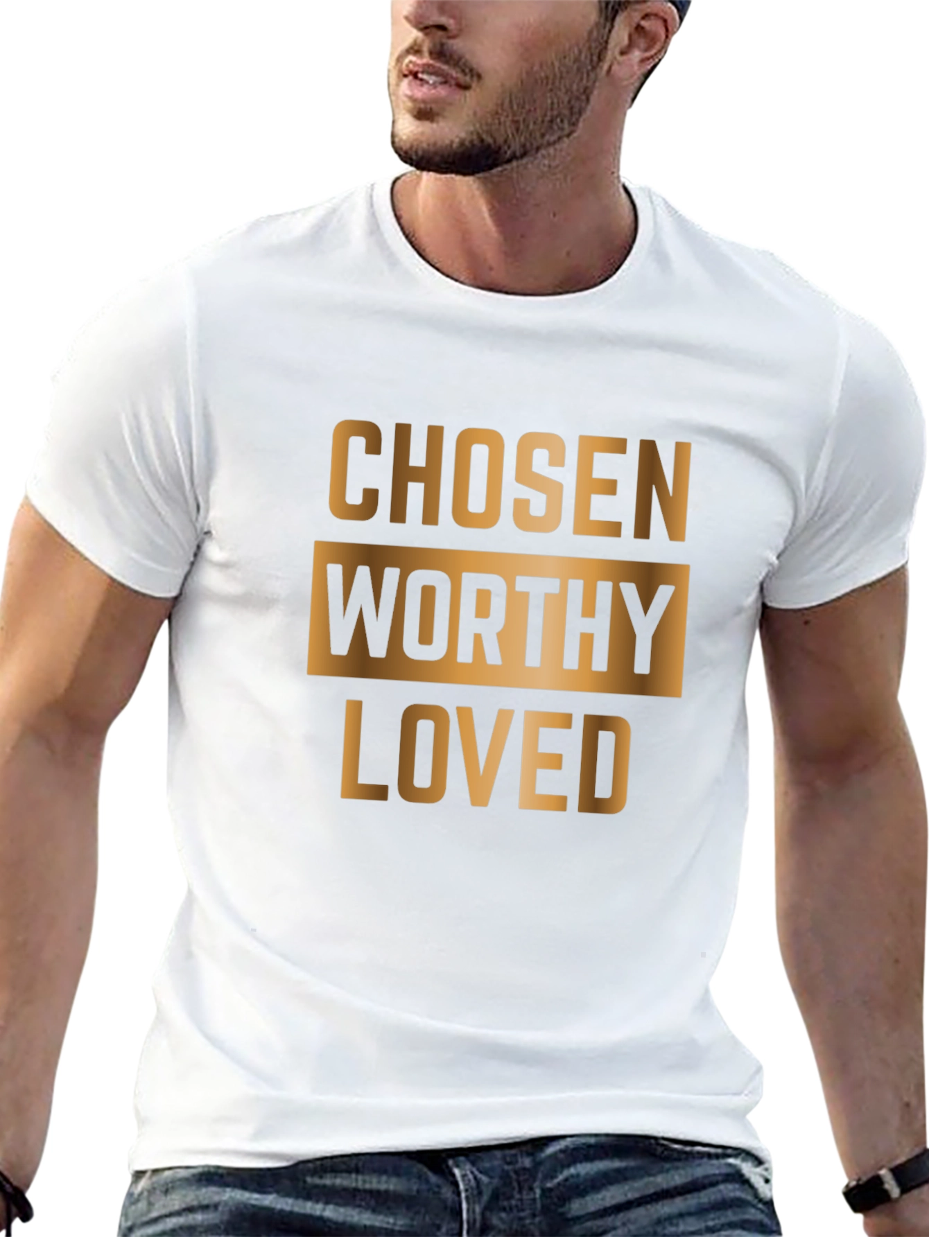 Black Chosen Worthy Loved Graphic T-Shirt - Black Cotton Blend view 13