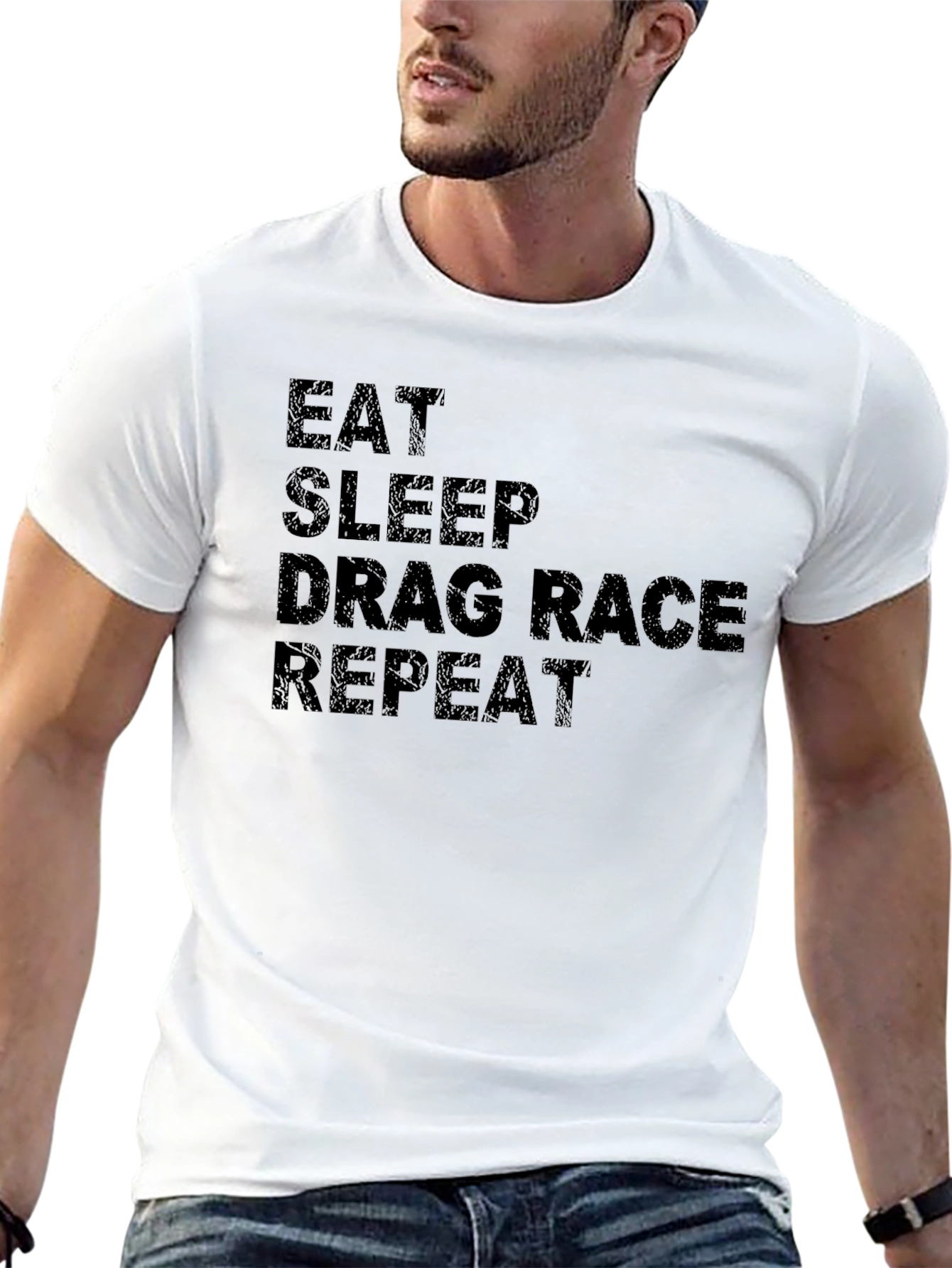 Black Eat Sleep Drag Race Repeat Men's Black T-Shirt view 13
