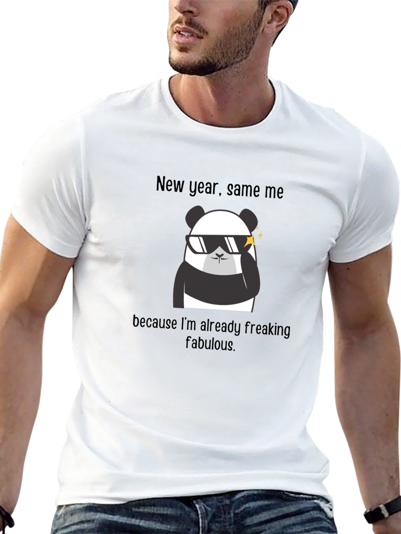 Black Funny Panda New Year T-Shirt: Freaking Fabulous! view 13