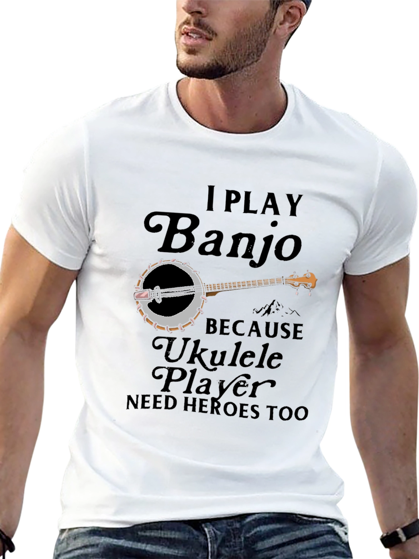 Black Banjo Player T-Shirt - Ukulele Heroes Tee view 13