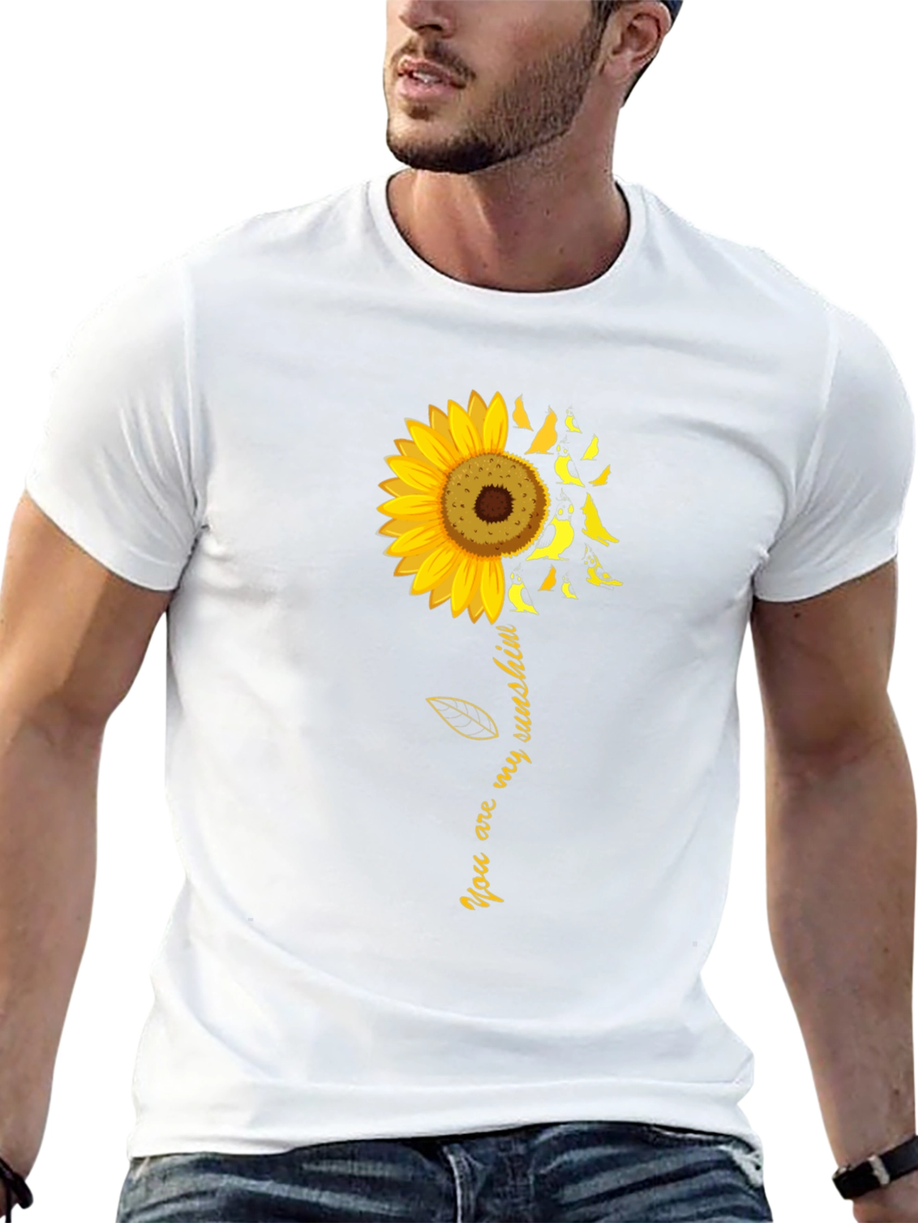 Black Sunflower Bird T-Shirt - You Are My Sunshine Tee view 13