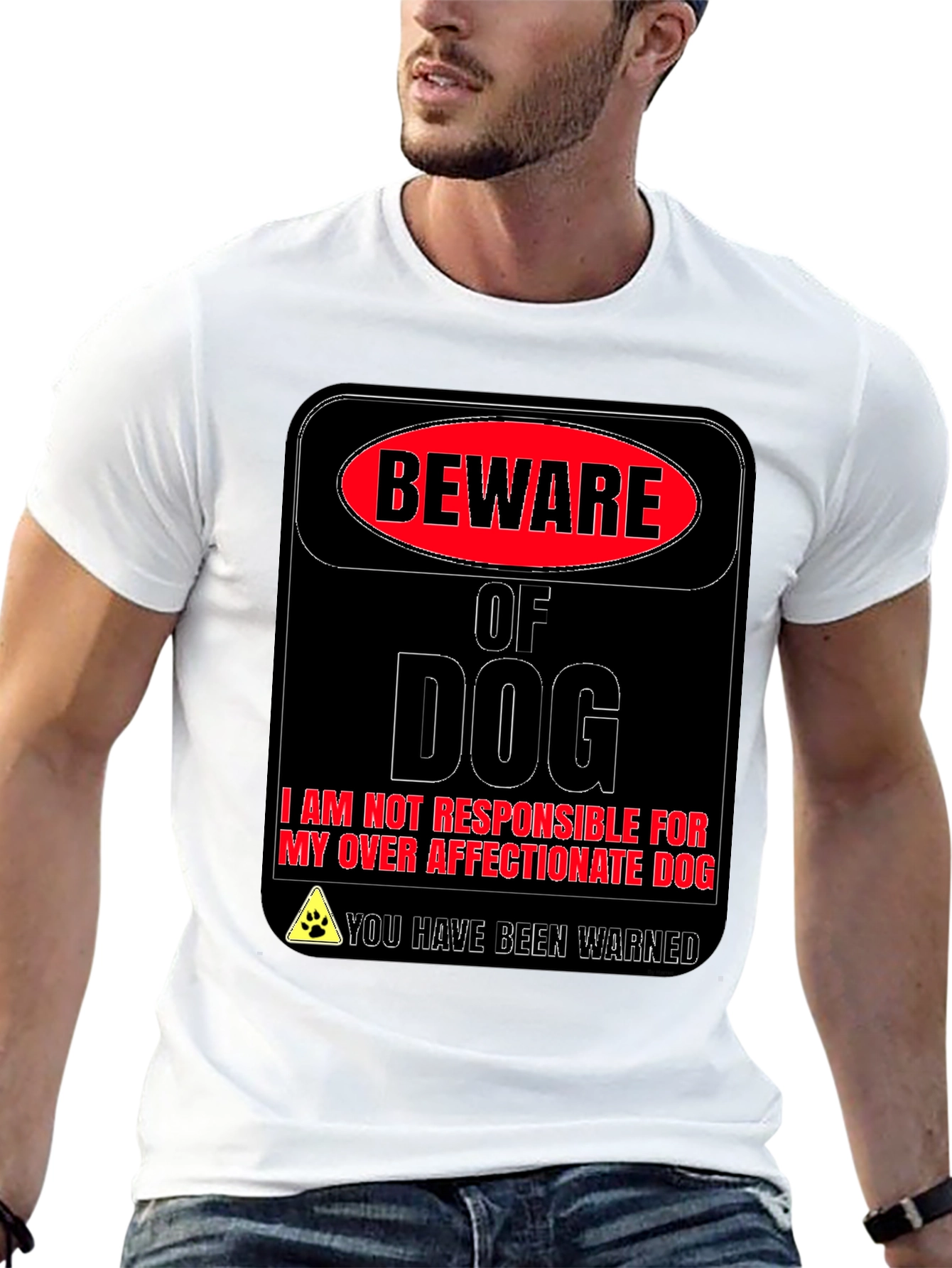 Black Beware of Dog Novelty Graphic T-Shirt view 13