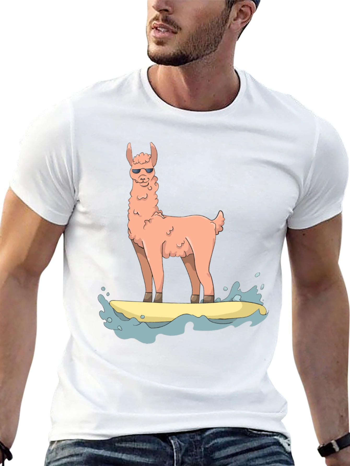 Black Surfing Llama Graphic Tee view 13