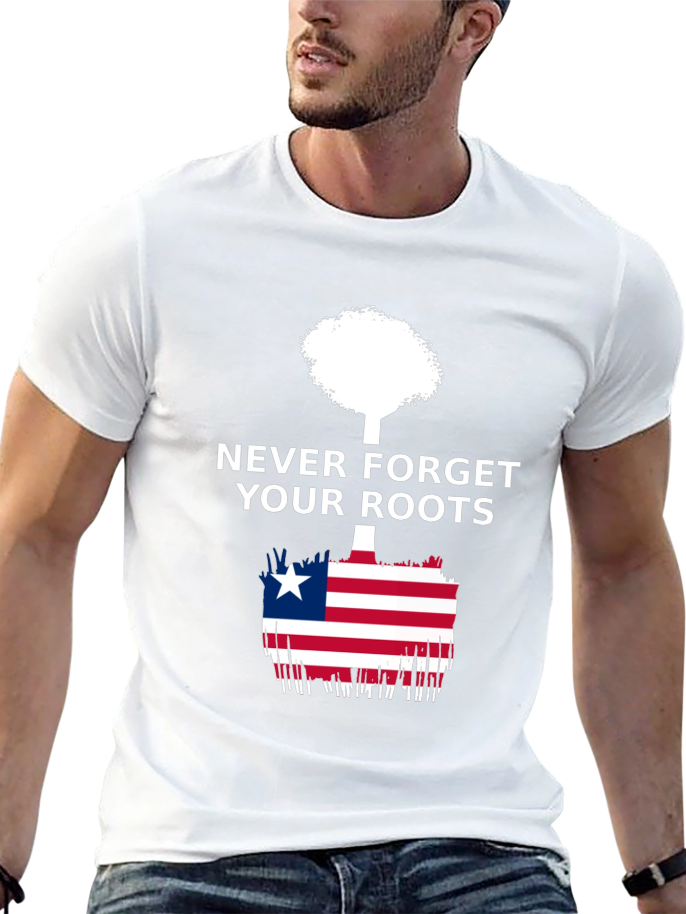 Black Never Forget Your Roots Liberia Flag T-Shirt view 13