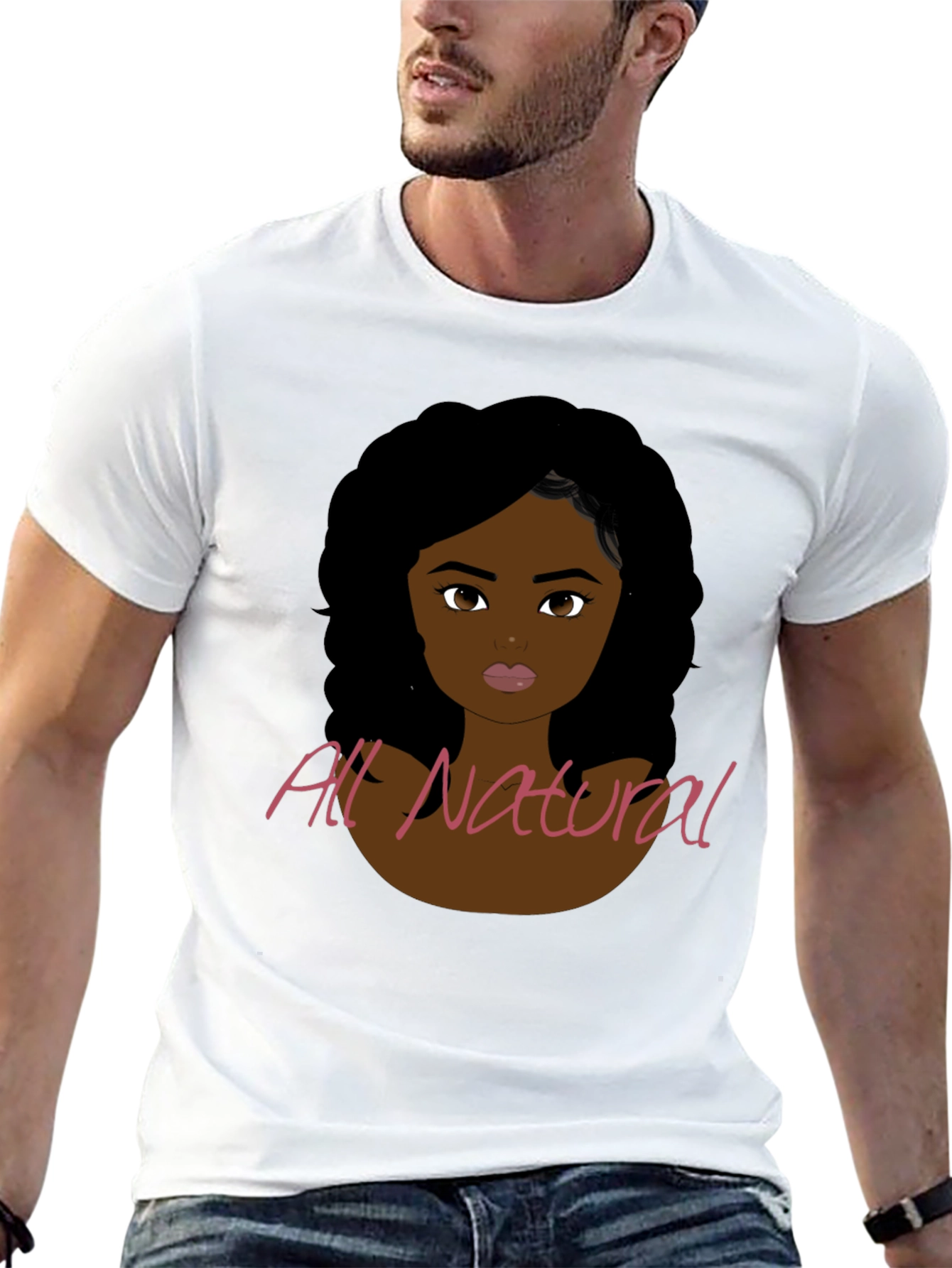 Black All Natural Woman Graphic Print T-Shirt view 13