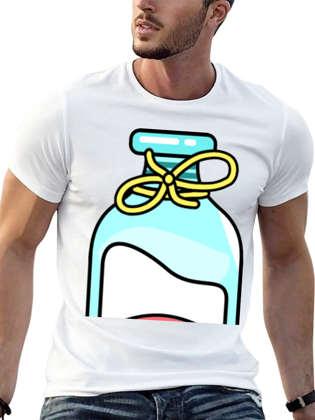 Black Whimsical Bottle Graphic Tee - Stylish Unisex T-Shirt view 13