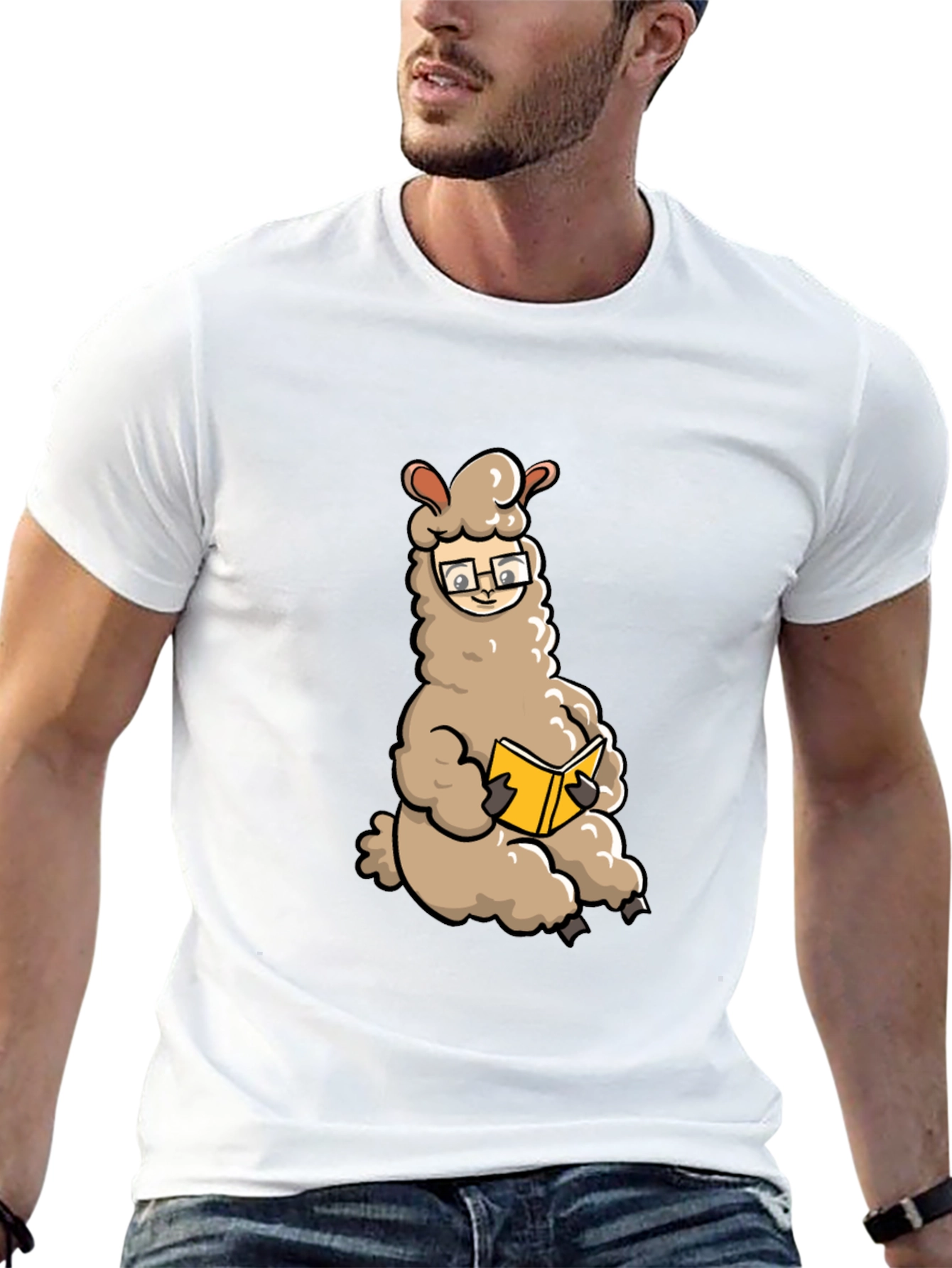 Black Llama Reading Book Graphic Tee - Black view 13