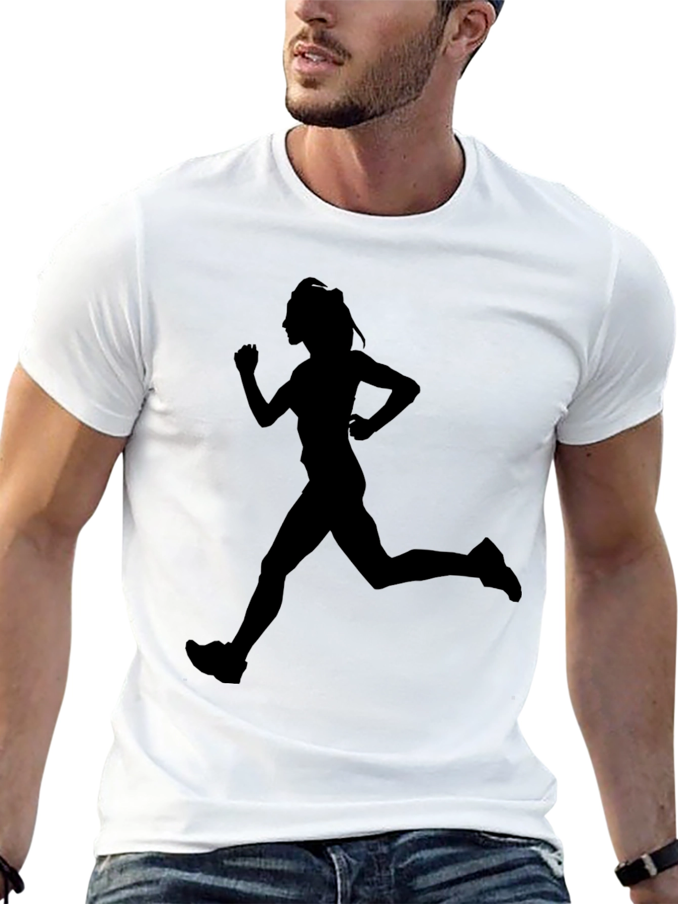 Black Runner Silhouette Black Graphic Tee view 13