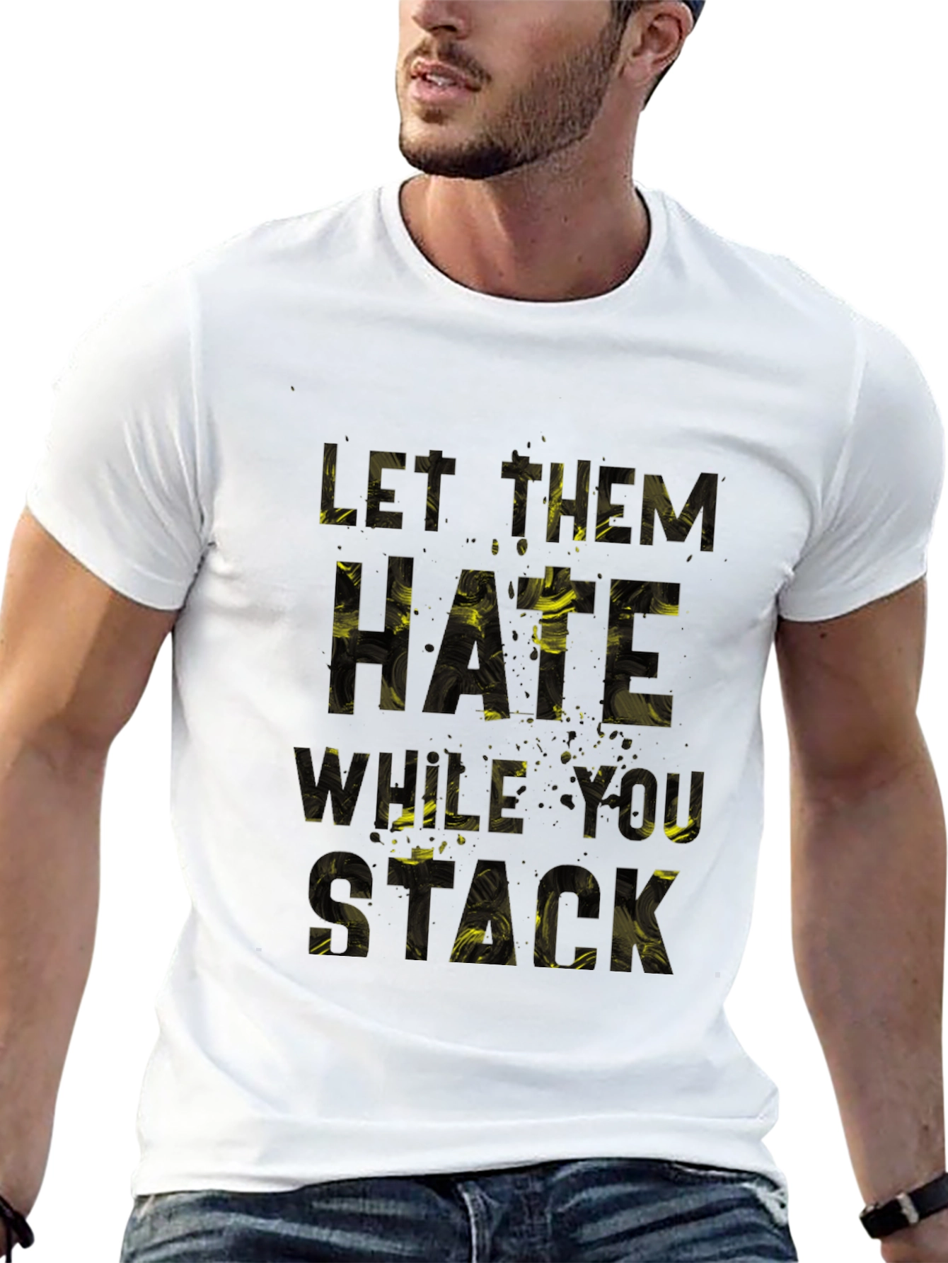 Black Let Them Hate What You Stack Graphic T-Shirt view 13