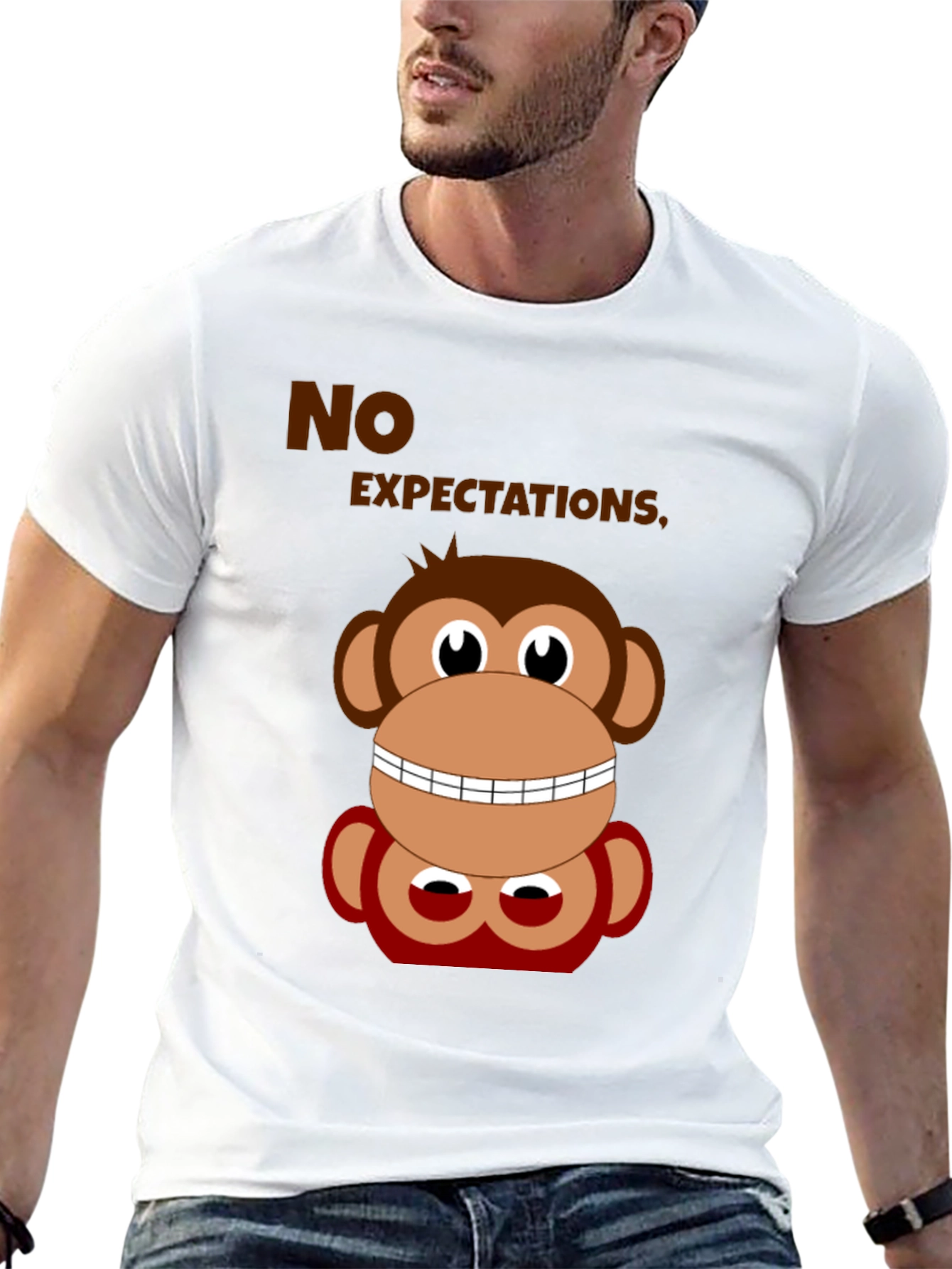 Black Funny Monkey No Expectations Graphic Tee view 13