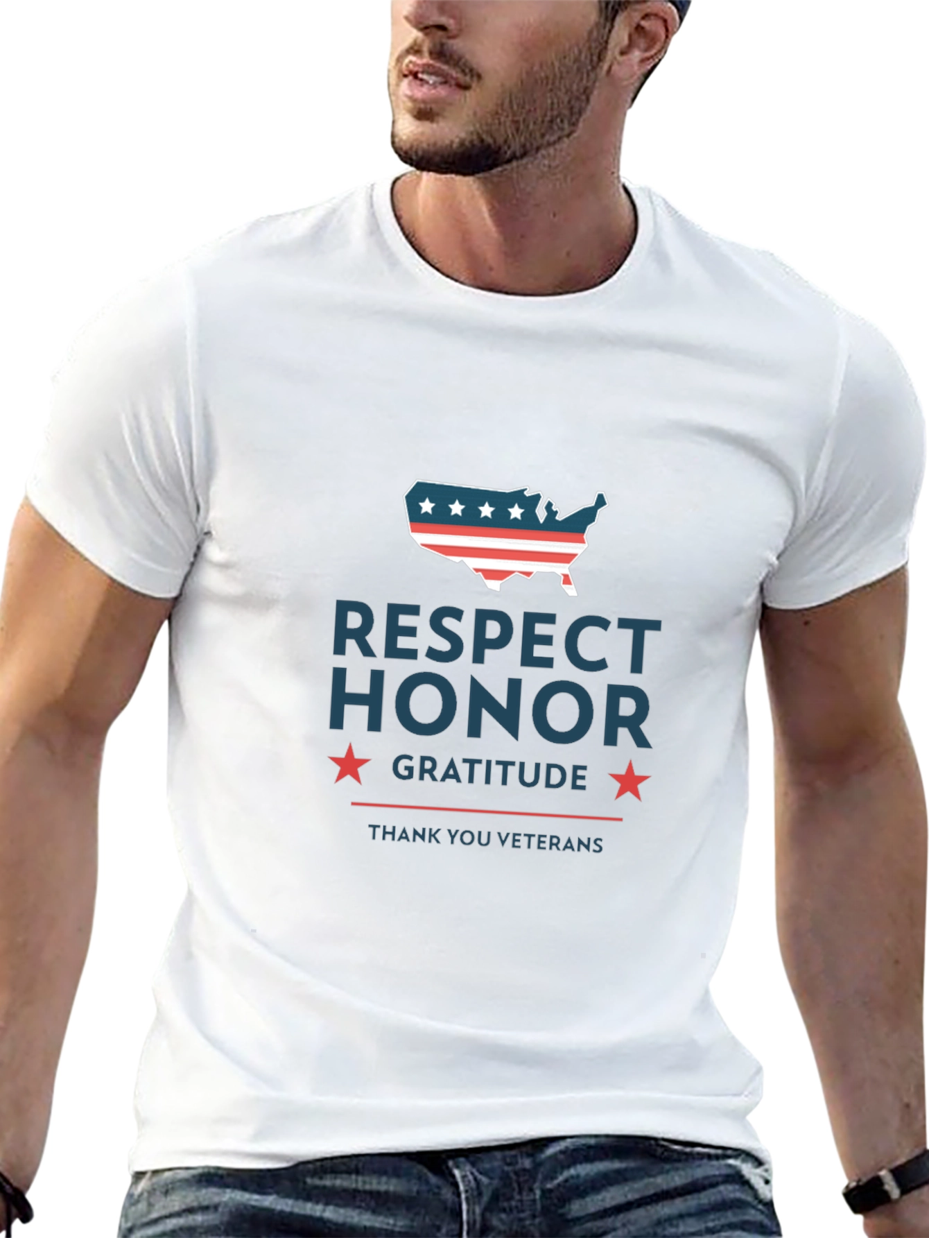 Black Respect Honor Gratitude Veterans T-Shirt view 13