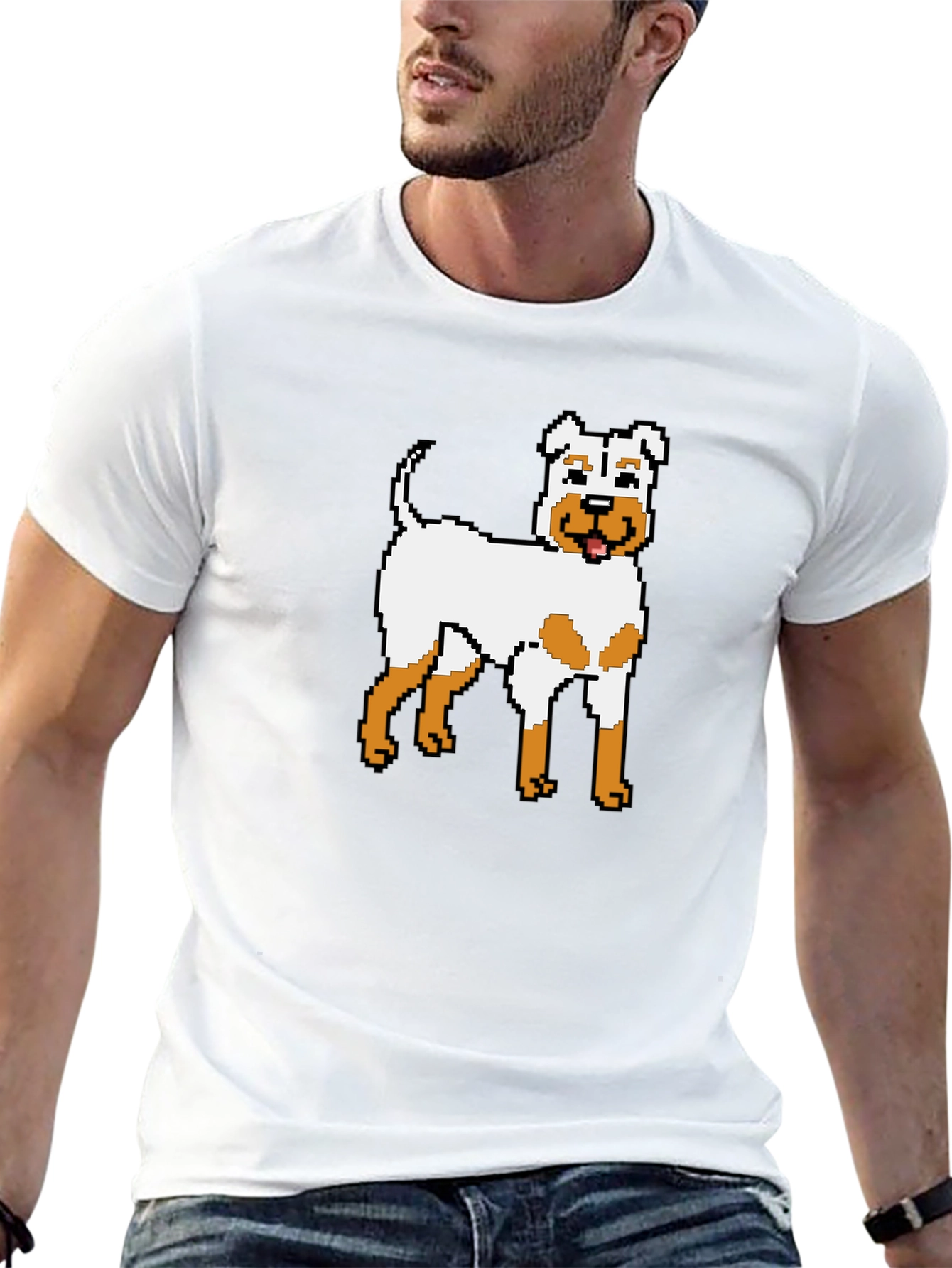 Black Pixel Dog Graphic T-Shirt - Unique Canine Design view 13