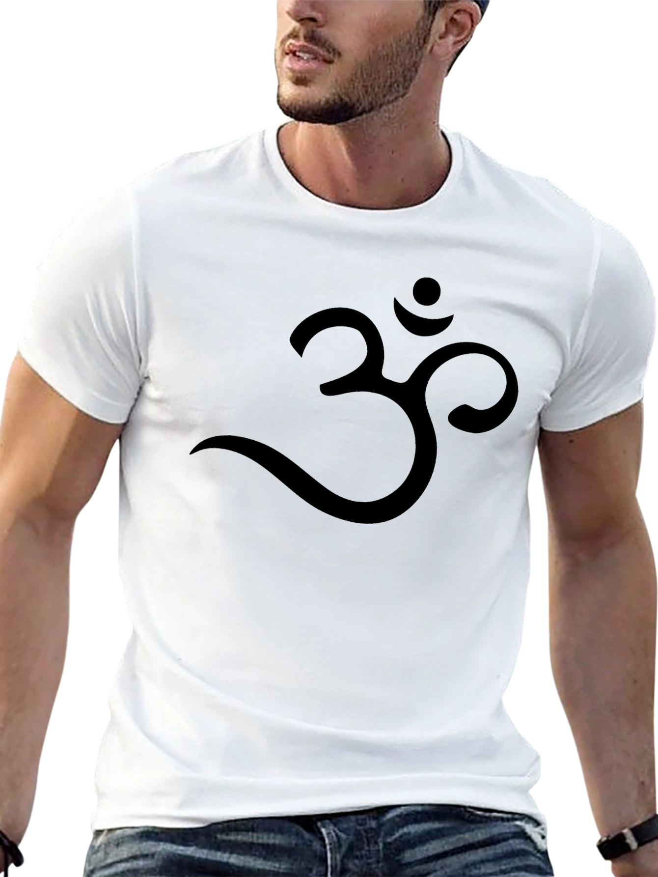 Black Om Symbol Graphic Tee - Relaxed Fit Black T-Shirt view 13