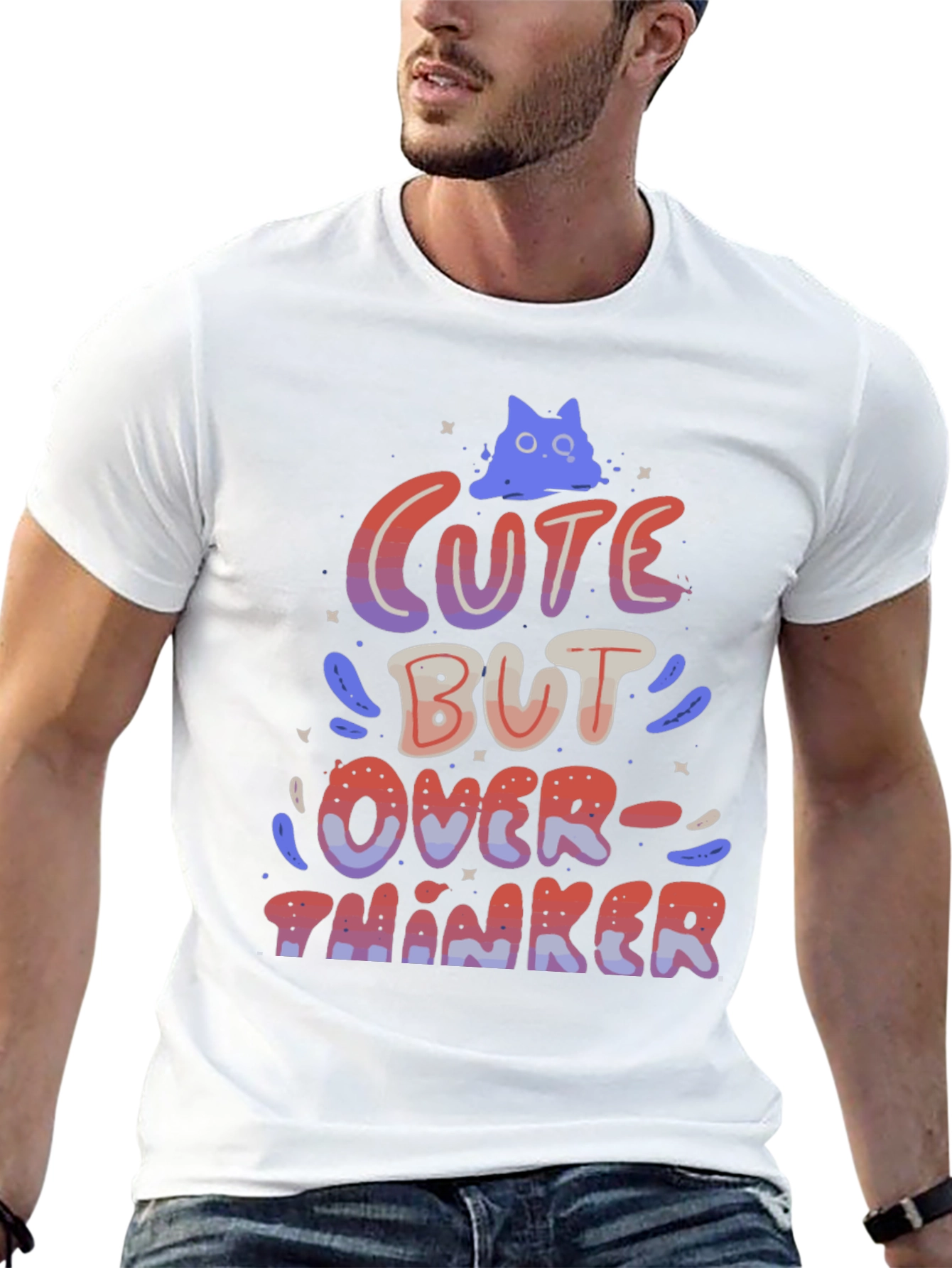 Black Cute But Overthinker Graphic T-Shirt view 13