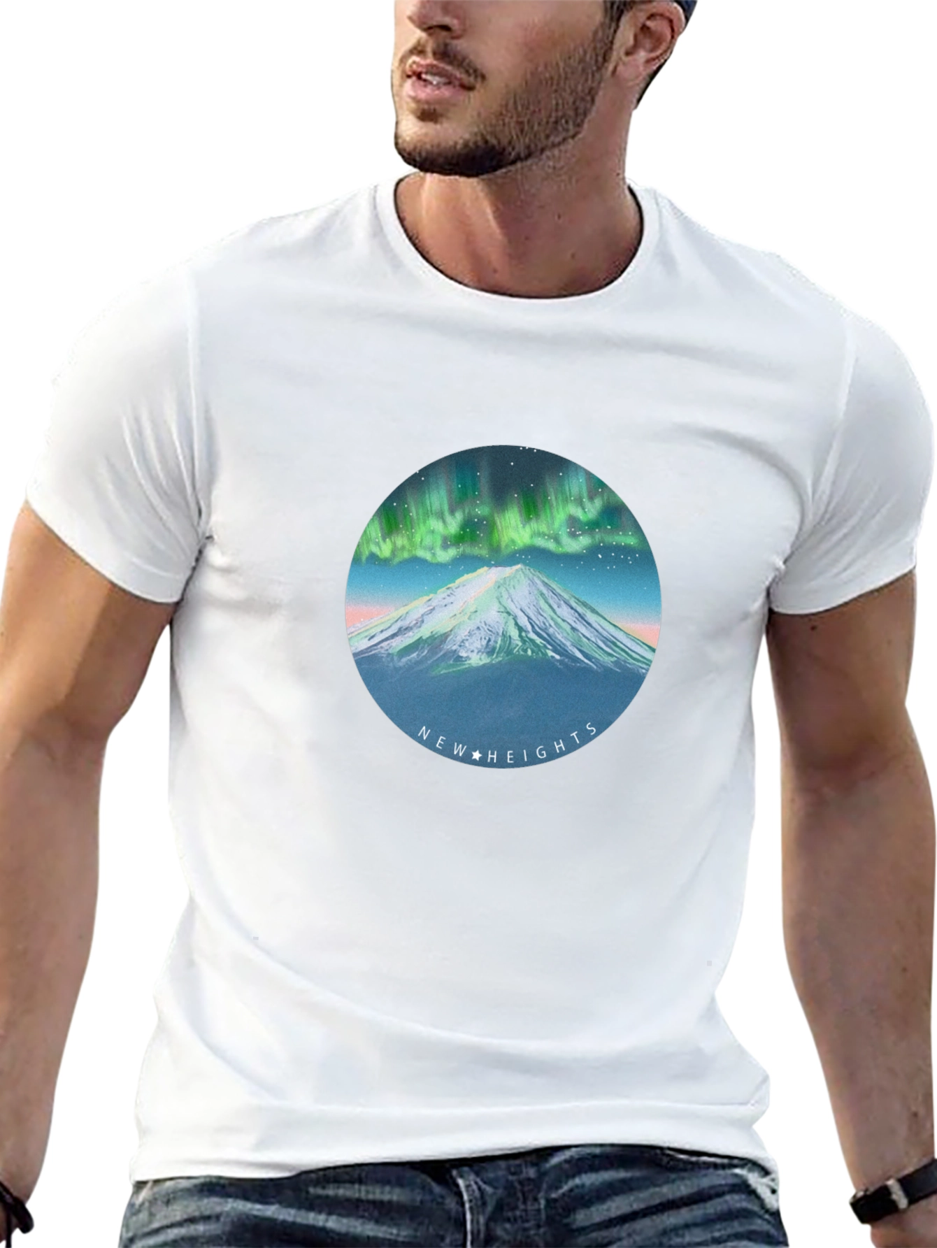 Black Aurora Mountain T-Shirt - New Heights Graphic Tee view 13