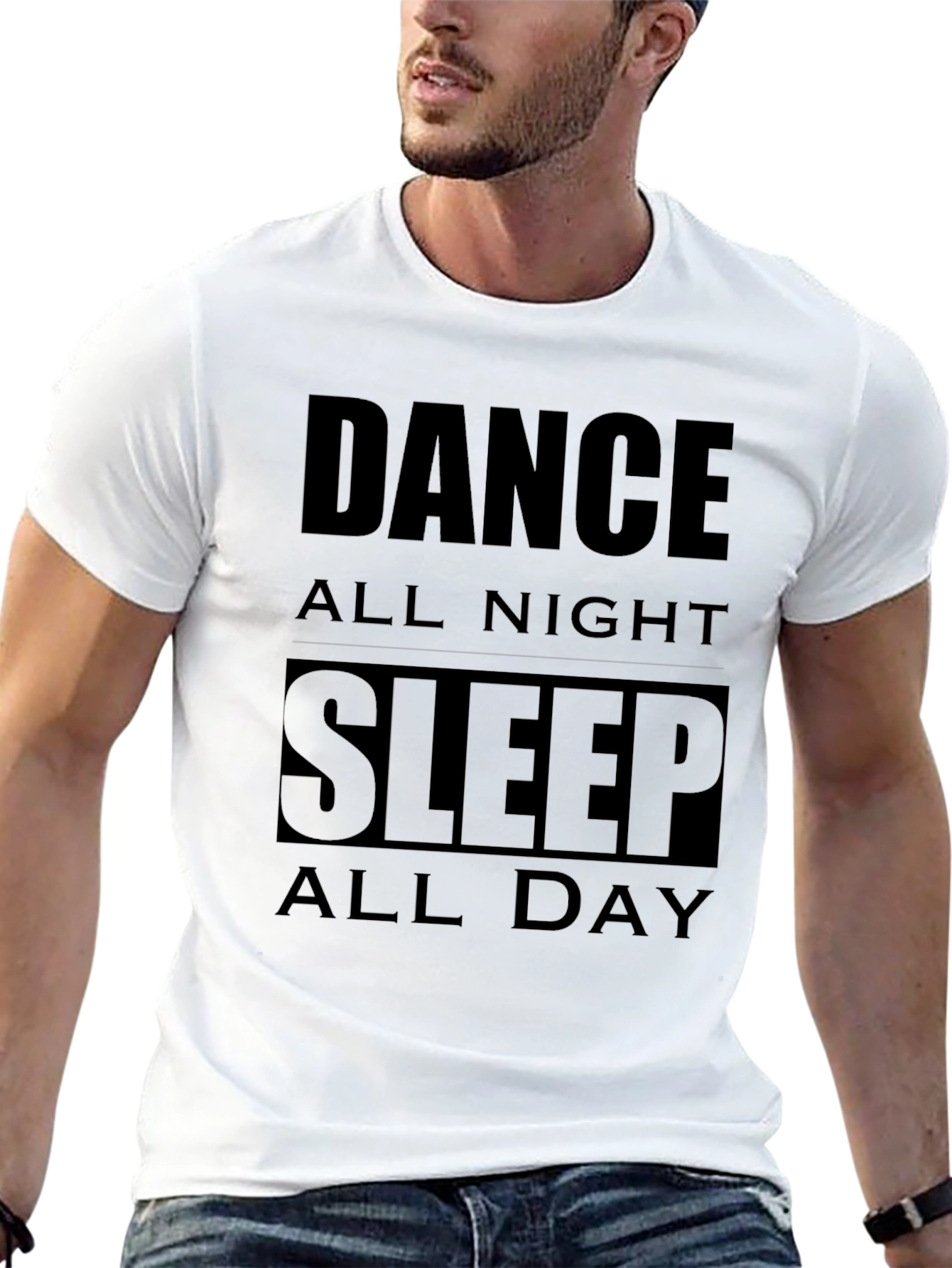 Black Dance All Night Sleep All Day Black T-Shirt view 13