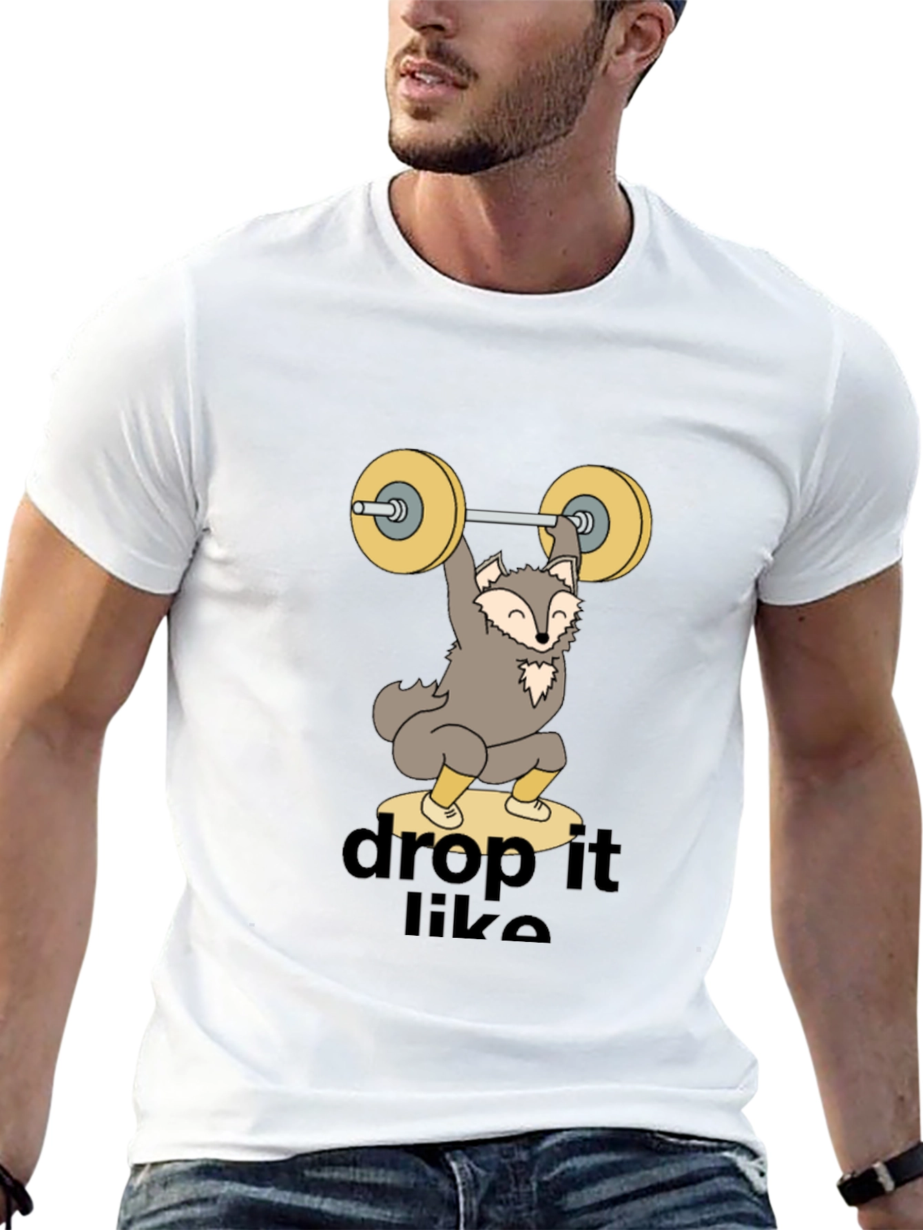 Black Funny Wolf Weightlifting Tee - Drop It Like a Squat view 13