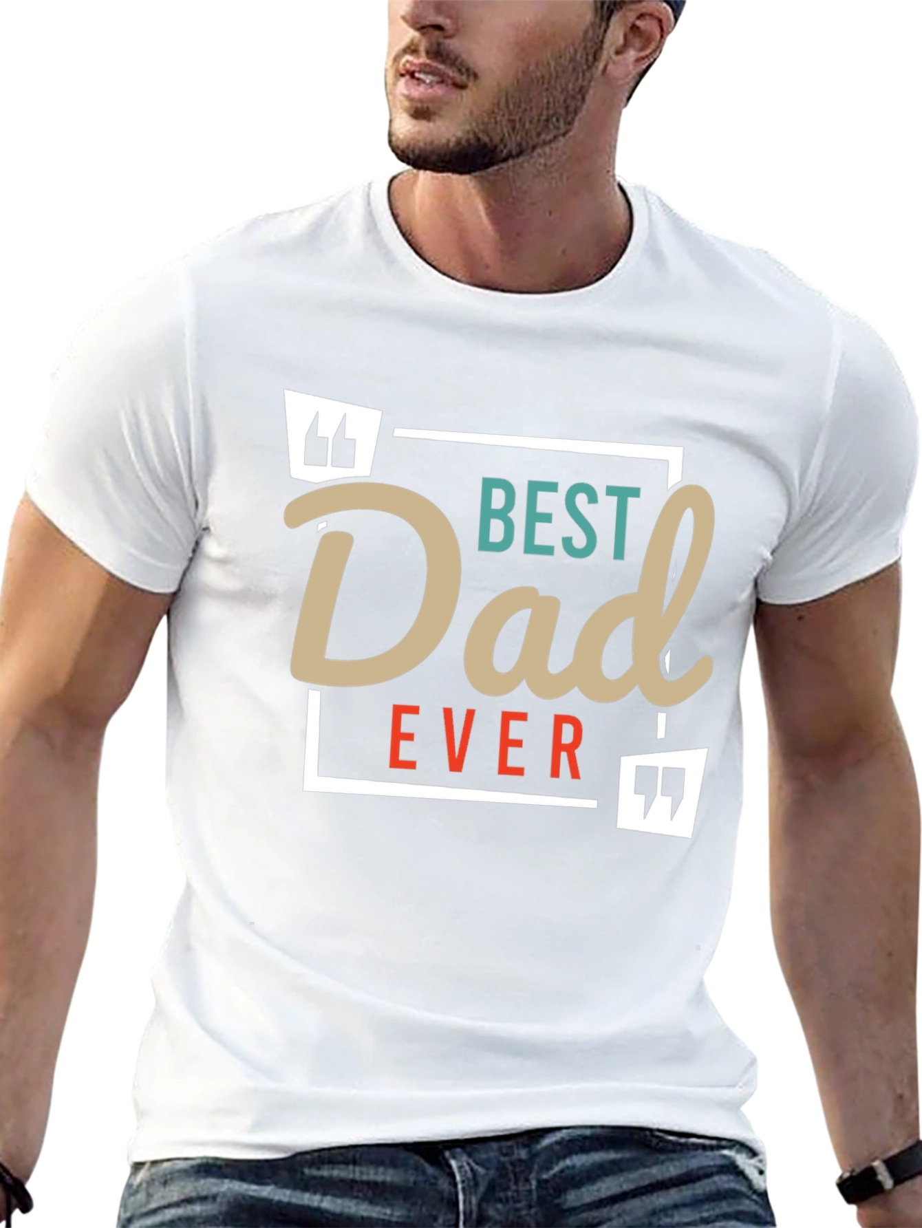 Black Best Dad Ever T-Shirt -  Black Cotton Blend Graphic Tee view 13