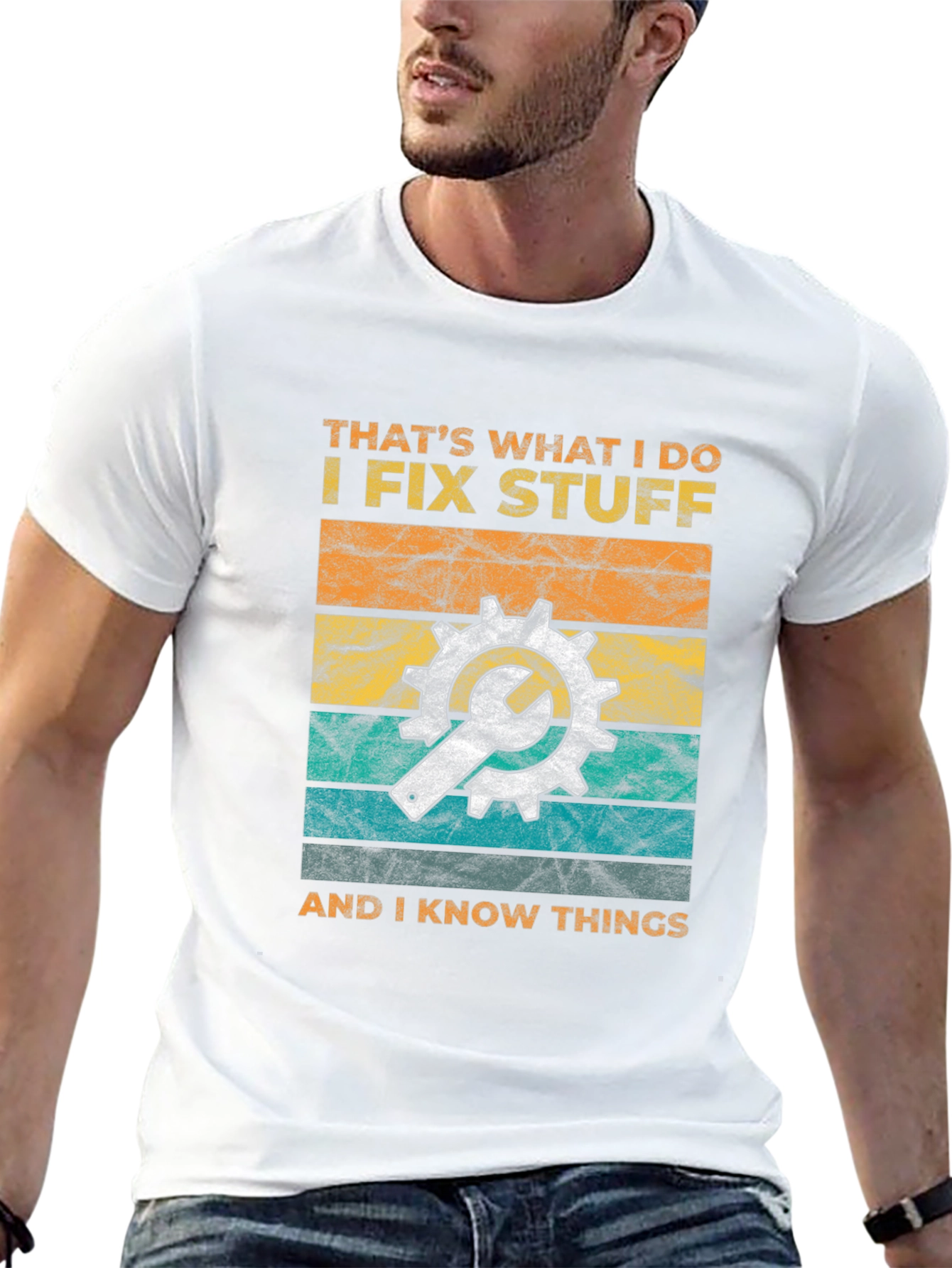 Black I Fix Stuff Graphic T-Shirt - Mechanic Humor Tee view 13