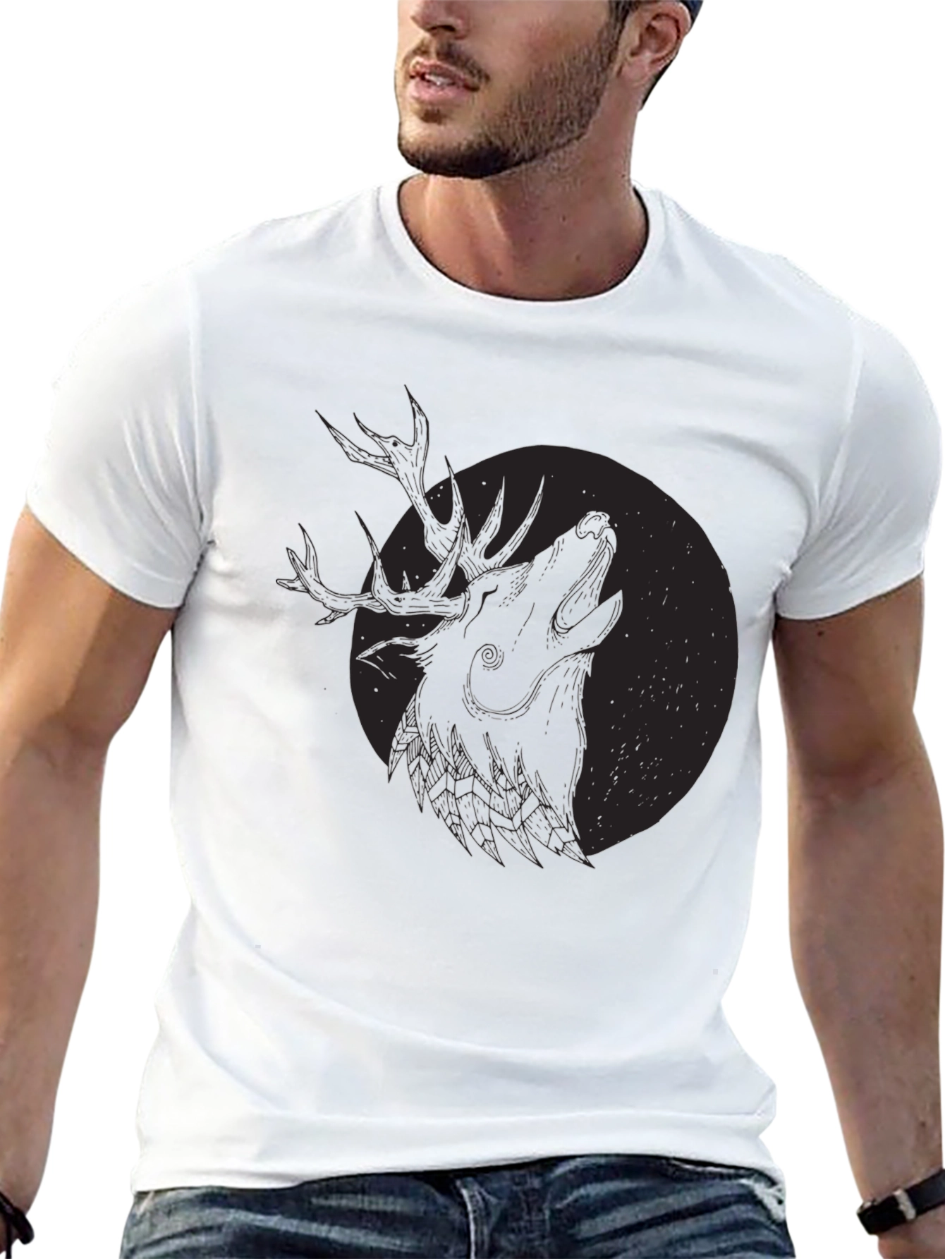 Black Black Deer Howl Graphic Tee view 13