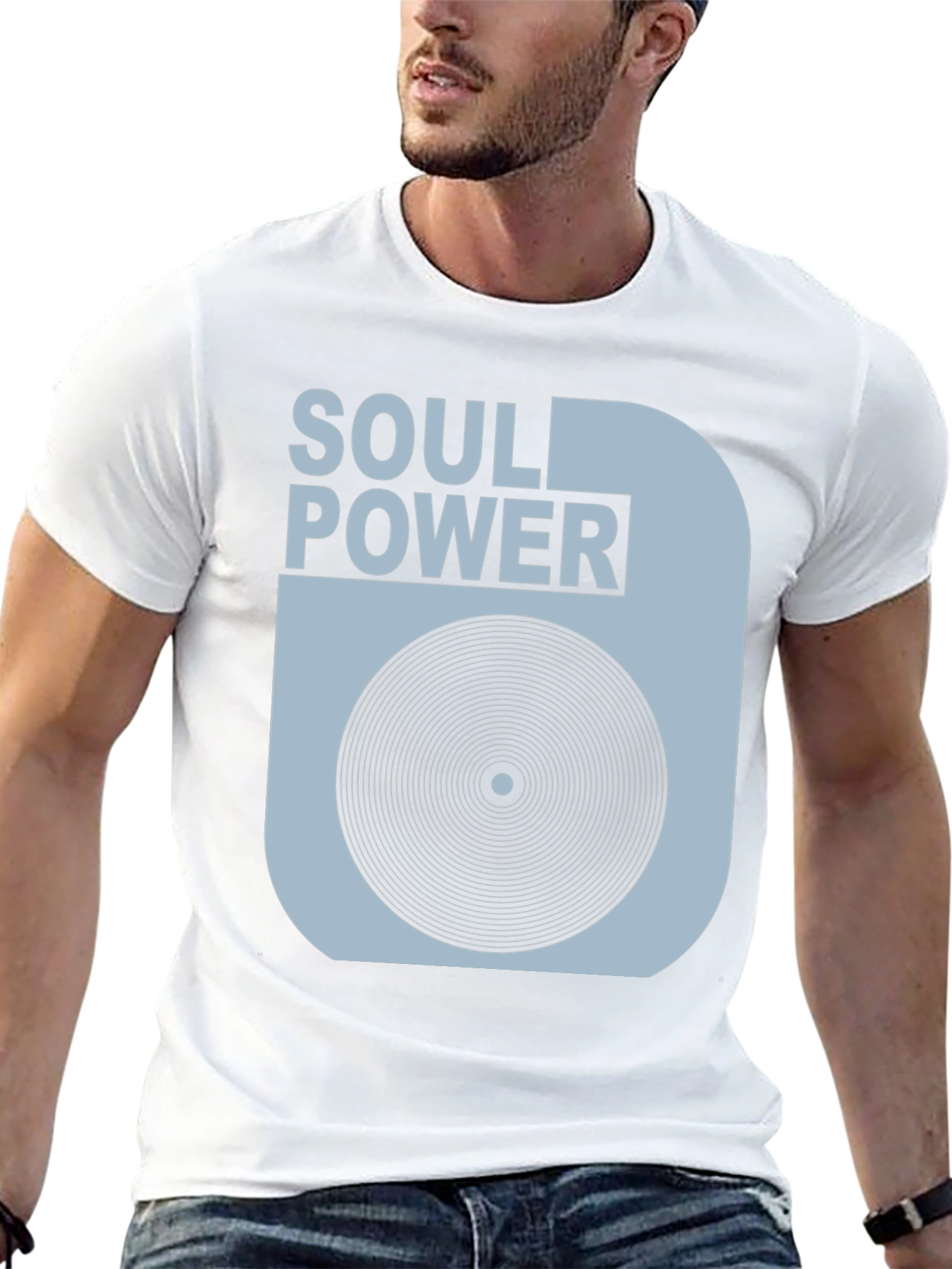 Black Soul Power Graphic Tee - Vintage Record Design view 13