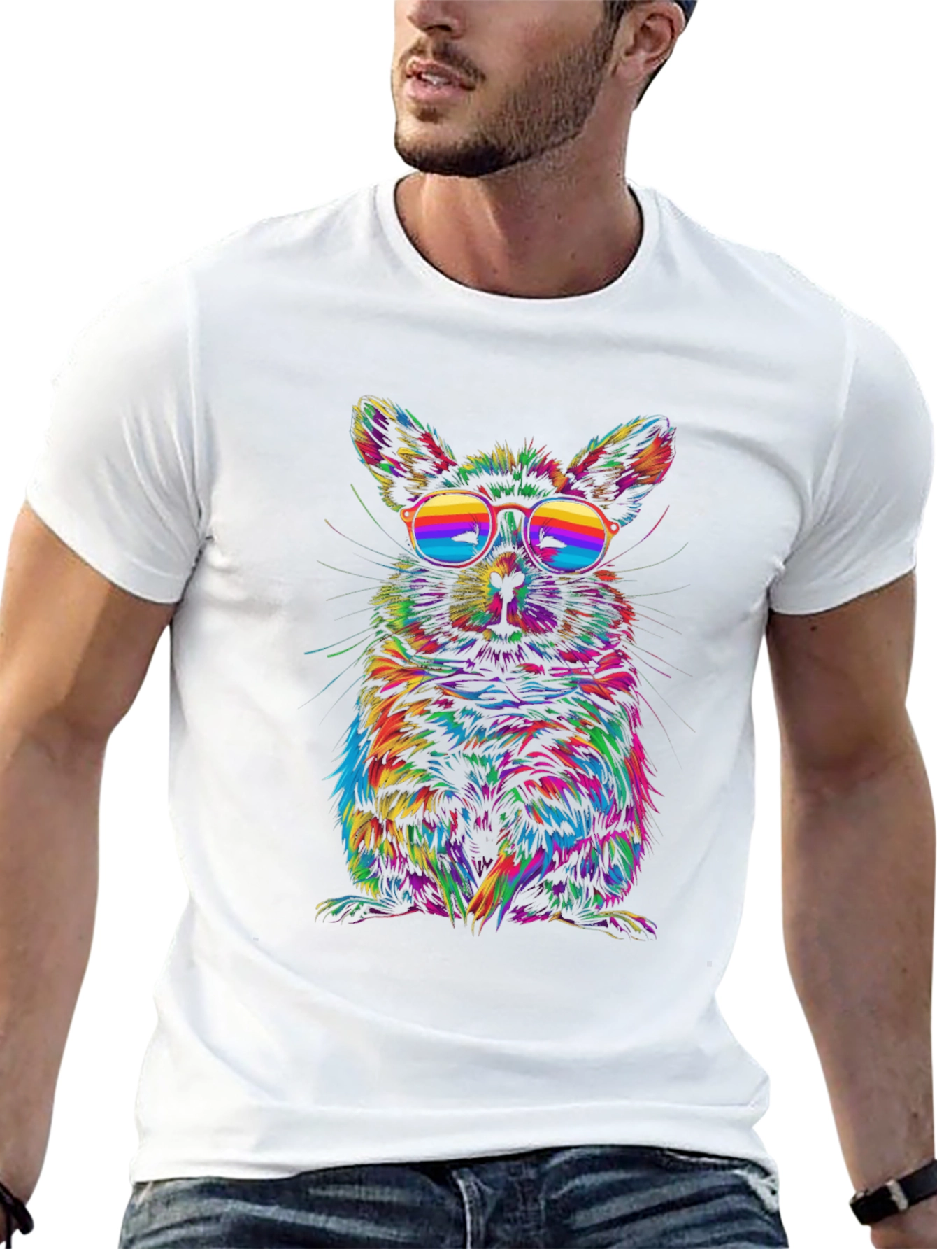 Black Cool Chinchilla Rainbow T-Shirt view 13