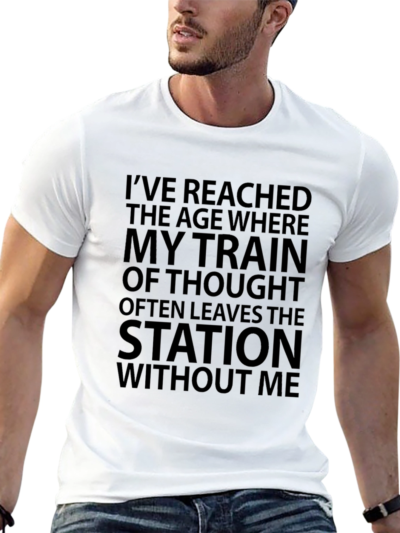 Black Humorous Train of Thought Graphic Tee view 13