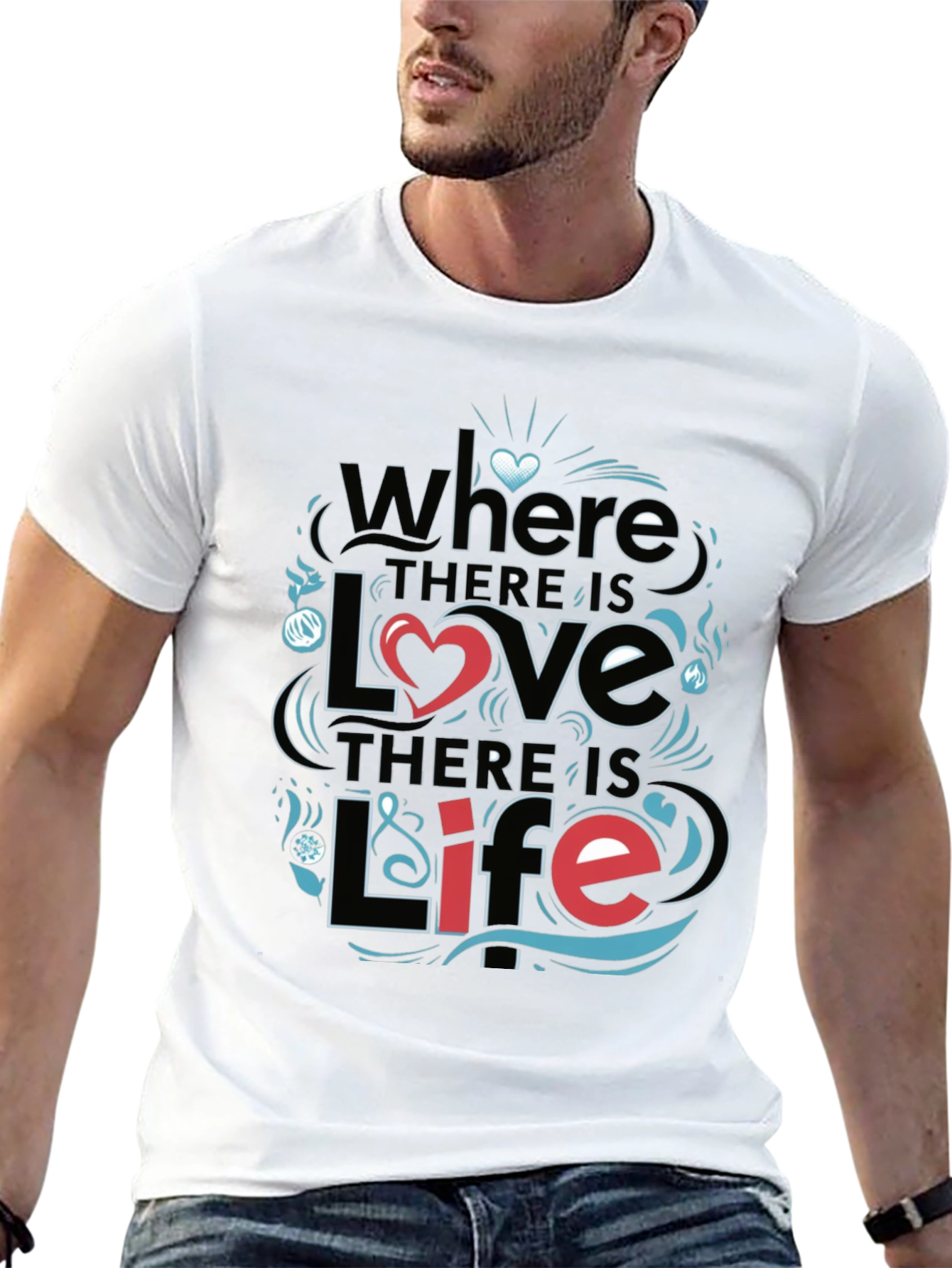 Black Inspirational 'Love & Life' Graphic T-Shirt view 13