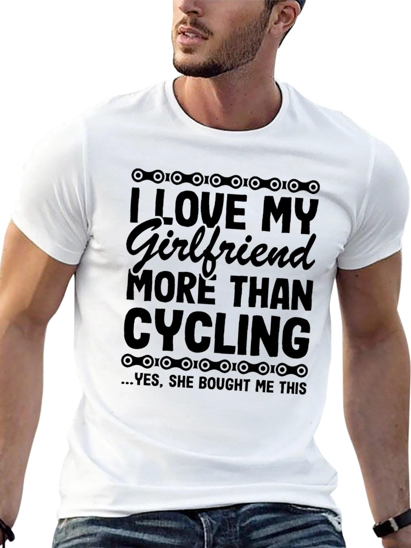 Black I Love My Girlfriend Cycling Graphic T-Shirt view 13