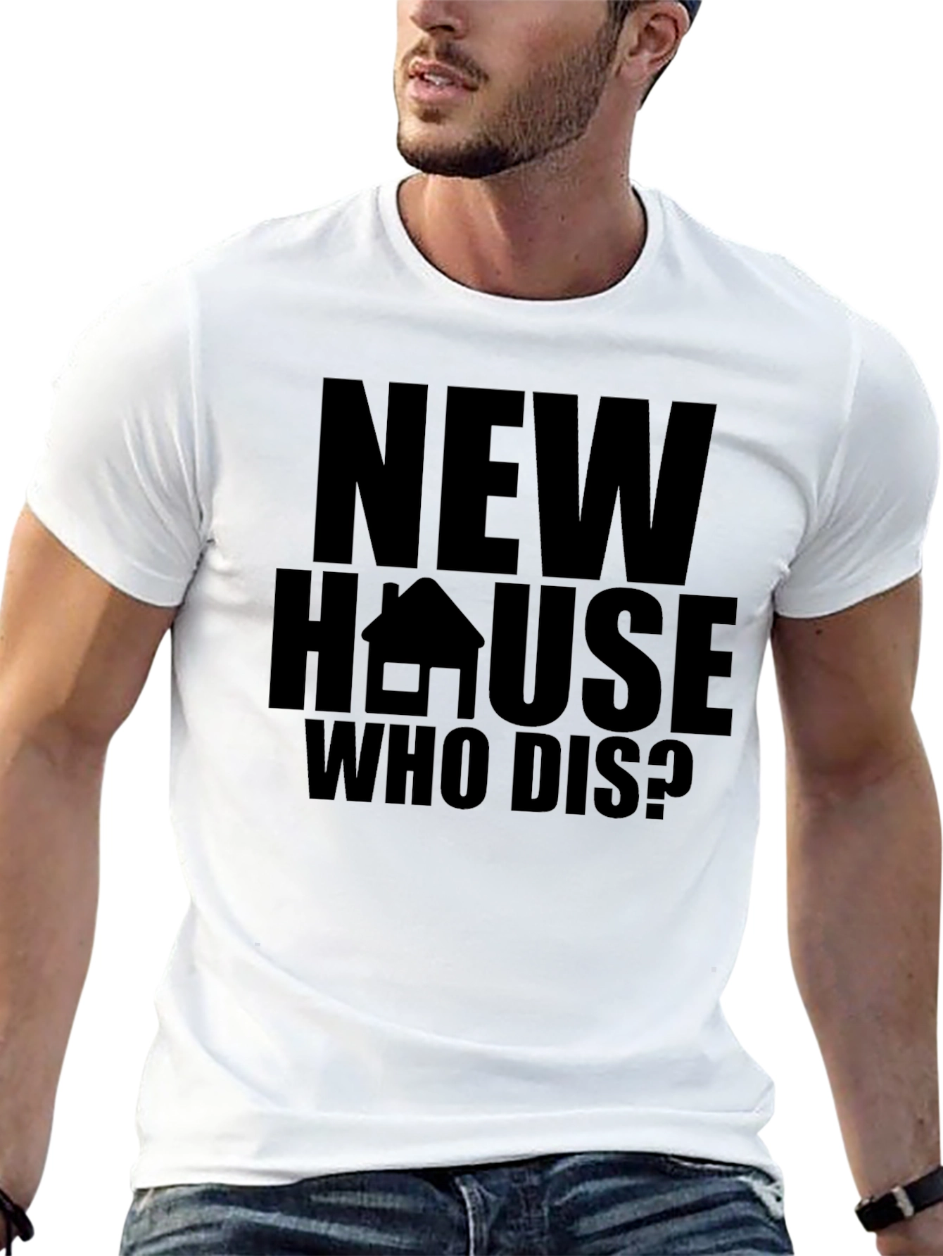 Black New House Who Dis? Graphic Tee view 13